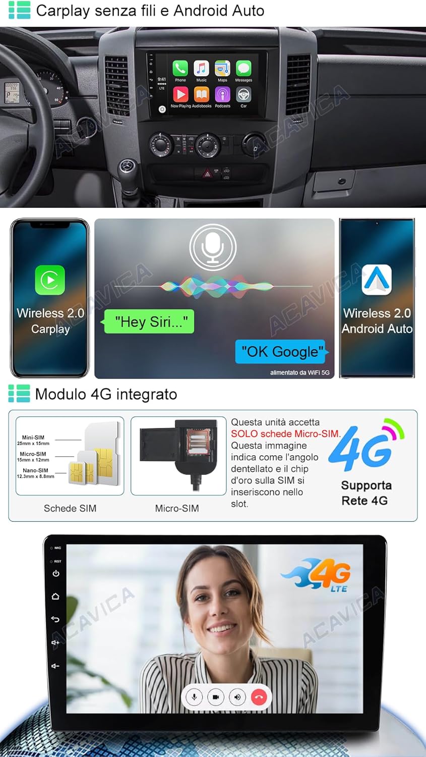 Acavica Autoradio Android 14 per Mercedes Benz Sprinter MK2 - immagine 3