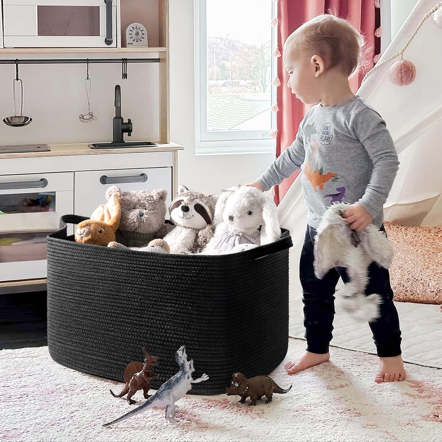 Timeyard Cesto Portabiancheria 85L, Nero - immagine 5