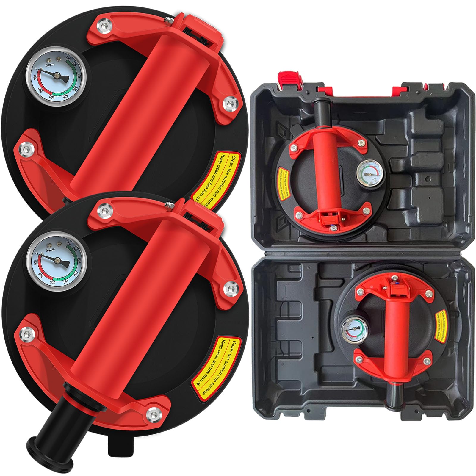 DURDUR Set 2 Alzacristalli 8" con Manometro 200 kg