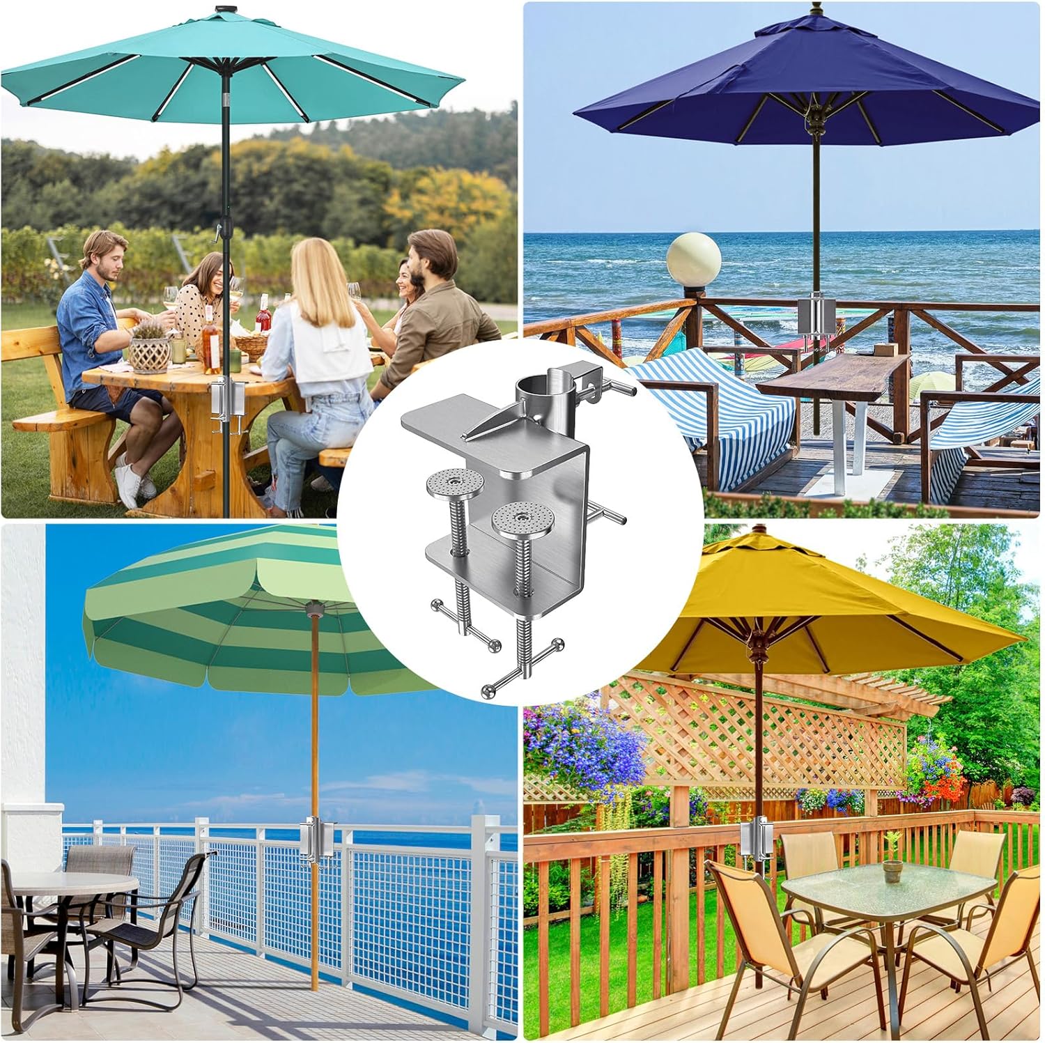 Benelabel Staffa di montaggio per ombrellone a doppia clip - immagine 2