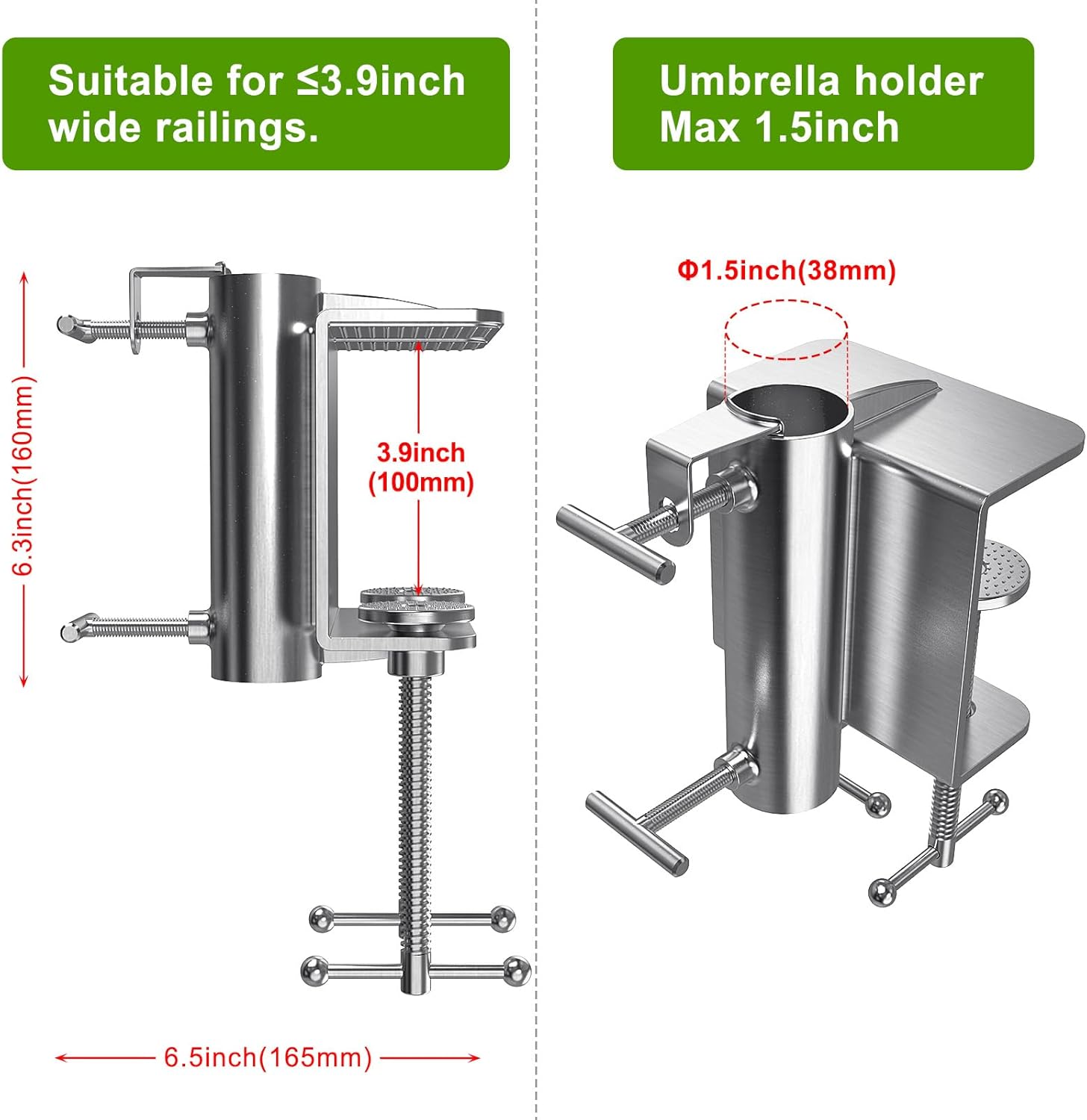 Benelabel Staffa di montaggio per ombrellone a doppia clip - immagine 5