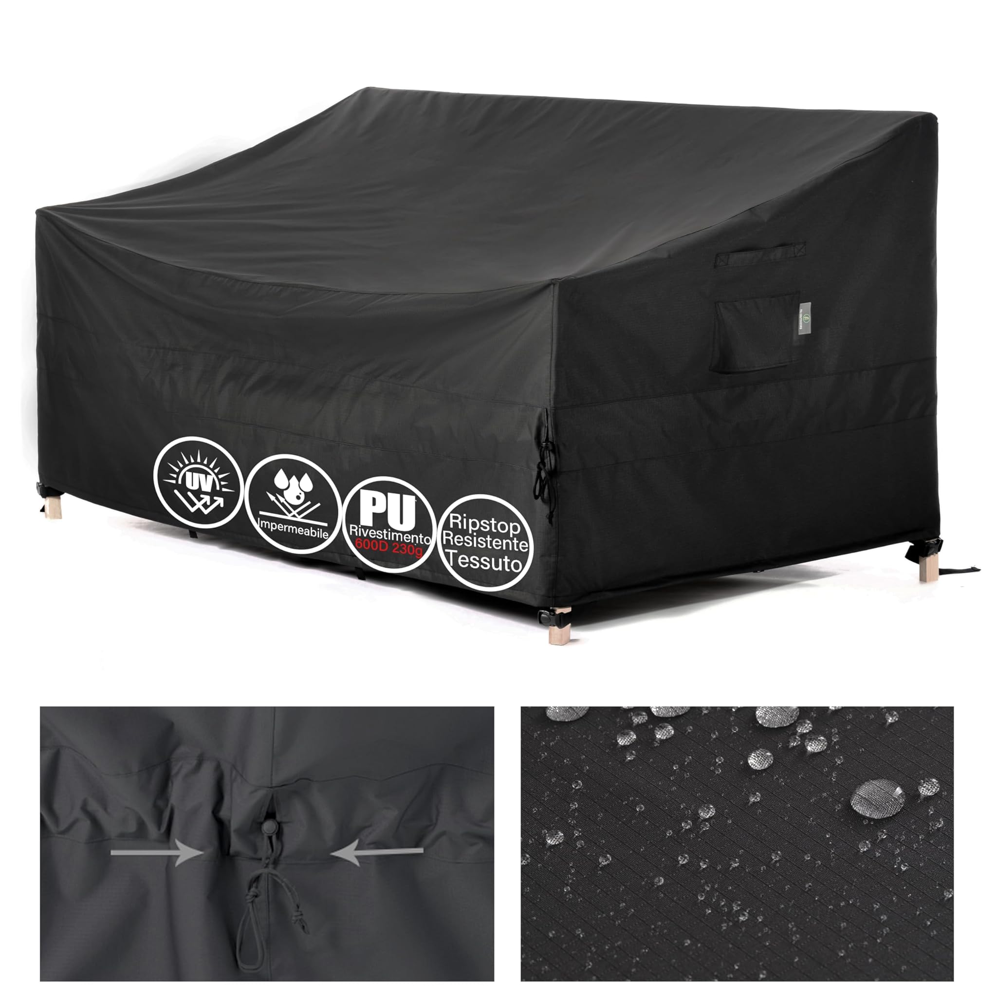 F&J Outdoors Copertura Protettiva Divano Giardino Nero