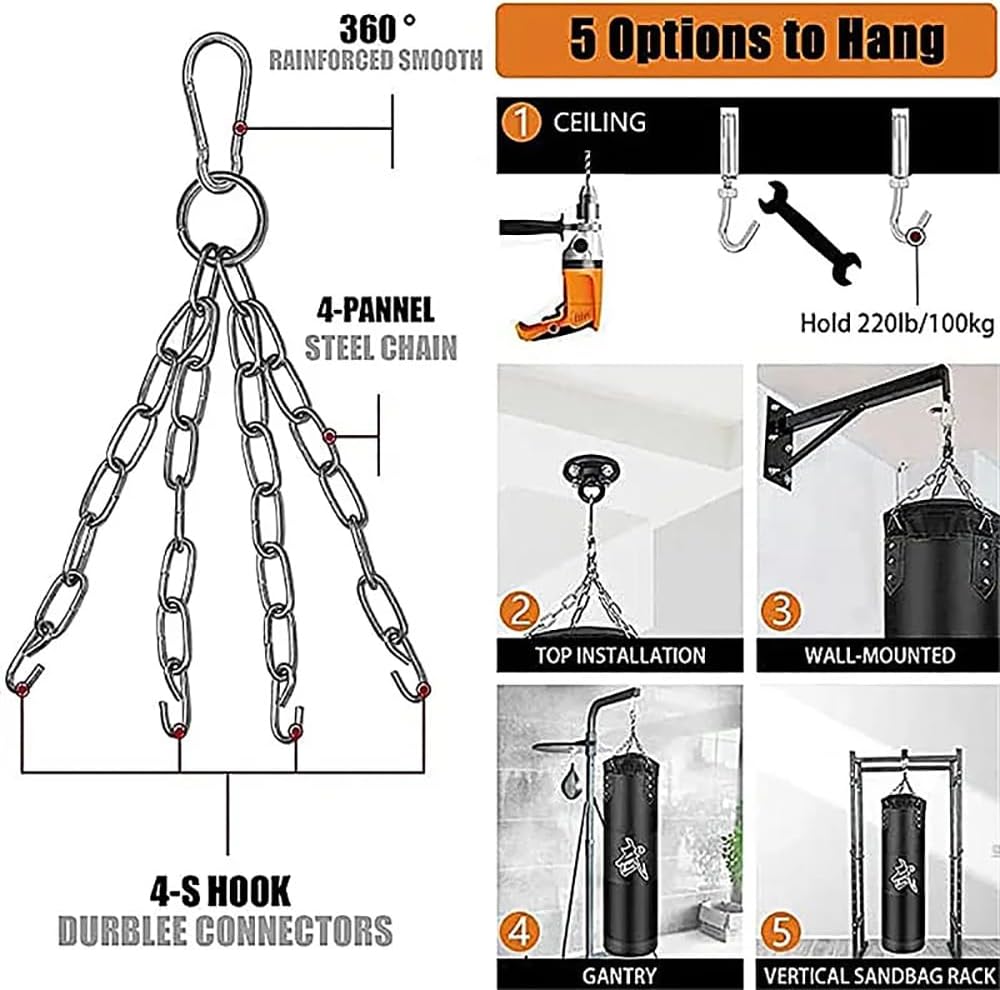 Sacco da Boxe da Appendere 15PCS Set, Non Riempito - immagine 3