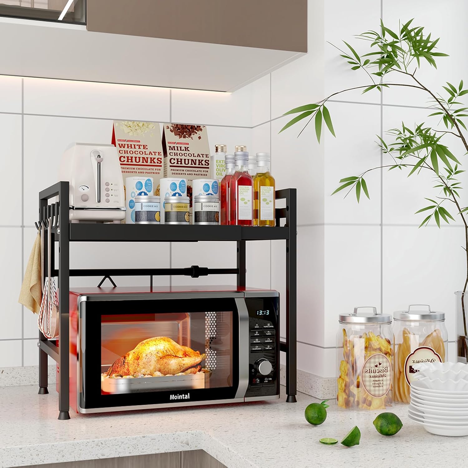 Ripiano Espandibile per Microonde a 2 Livelli, Nero - immagine 2