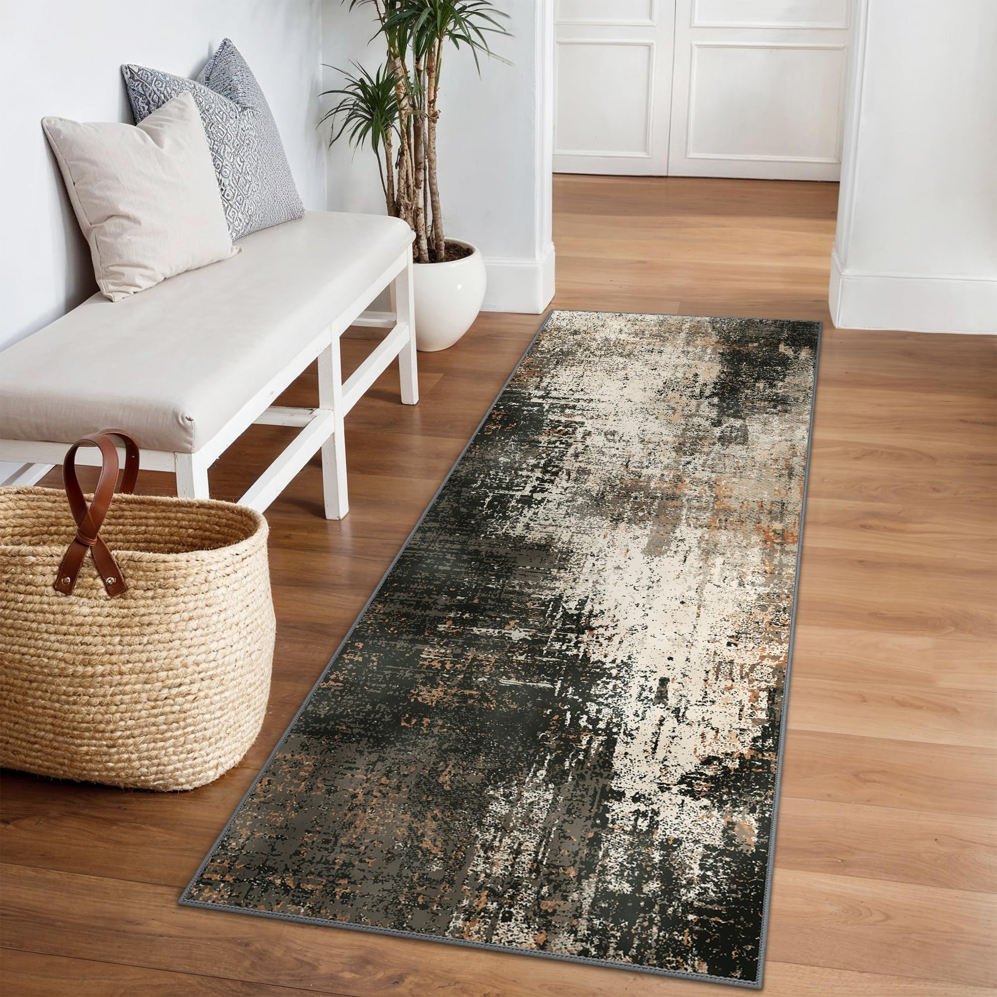 Tappeto Salotto Pelo Corto Moderno 80x300cm, Marrone