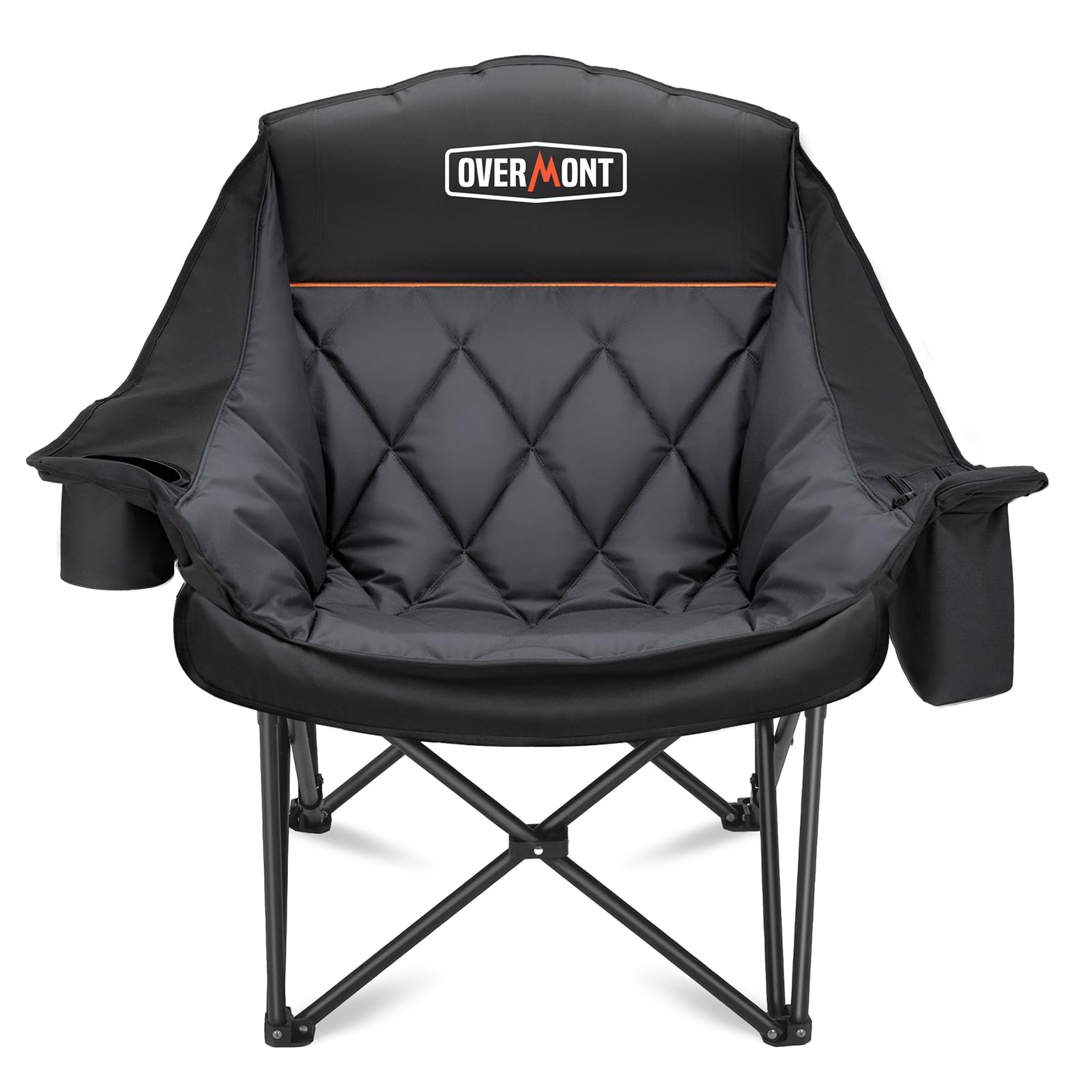 Overmont Sedia da Campeggio Pieghevole Oversized 204kg, Nero