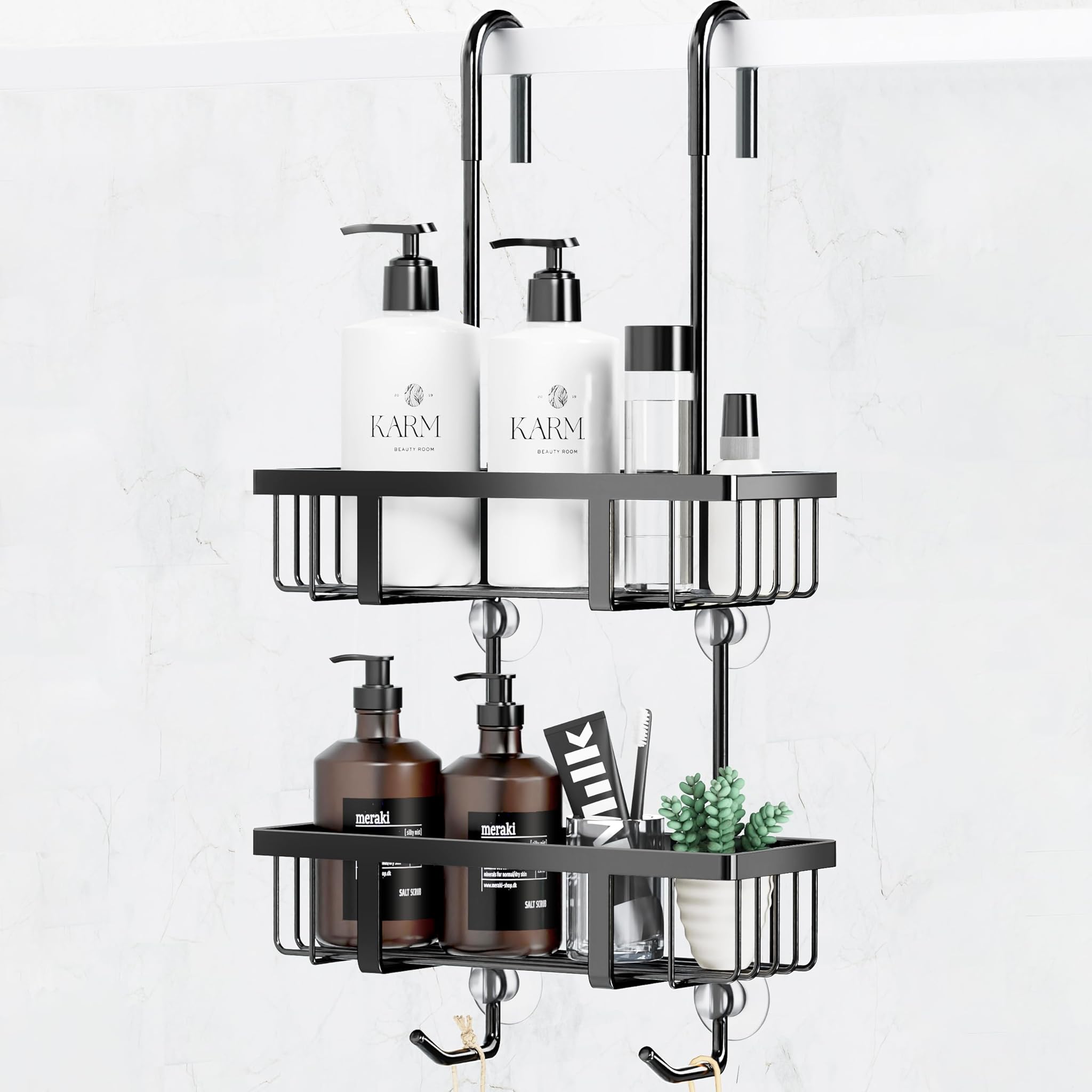 Pickpiff Mensola Doccia da Appendere in Acciaio Inox, Nera