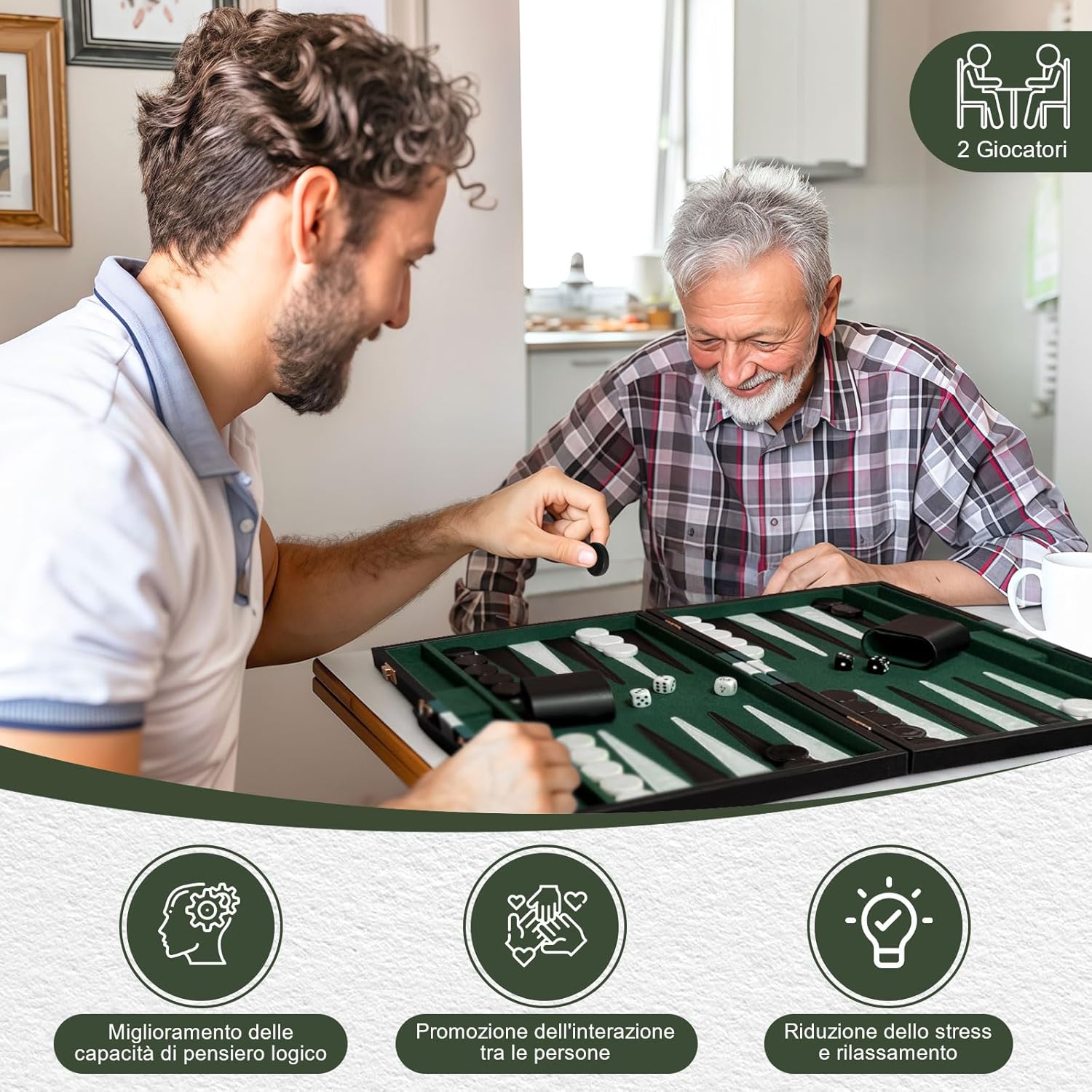 Lohofrnny Set Backgammon Classico da Viaggio 15 pollici - immagine 7