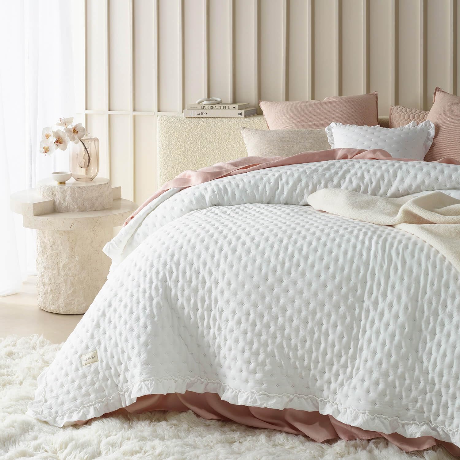 Room99 Molly Elegante Copriletto Bianco 170x210 cm - immagine 2