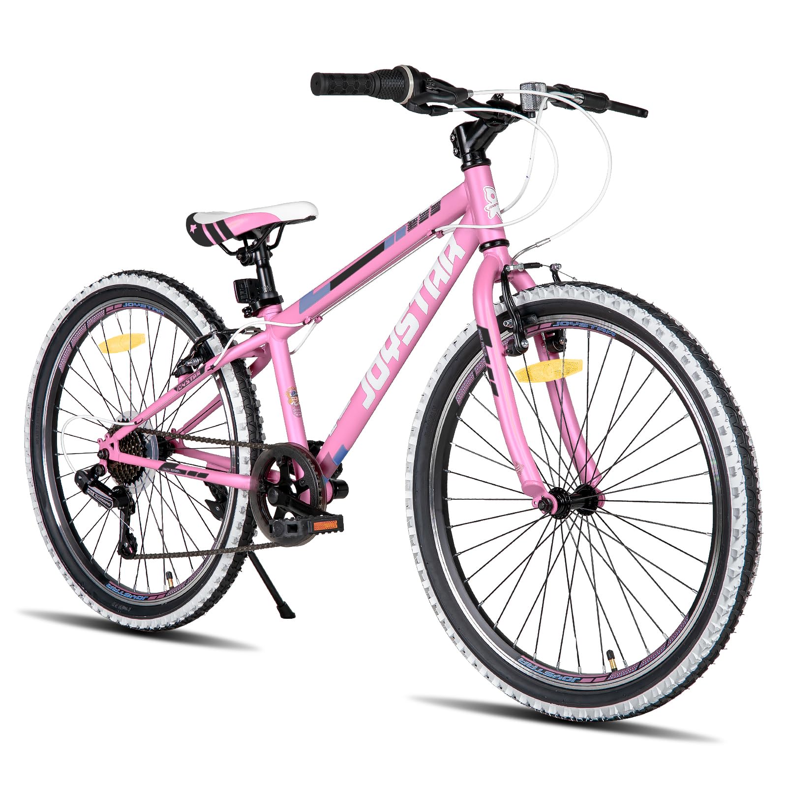 JOYSTAR Lubbock 20 24 pollici per bambini e bambine dai 7 ai 12 anni Hardtail mountain bike per bambini con cambio a 1 velocità/7 velocità, pneumatici knobby bianchi, bici per bambini
