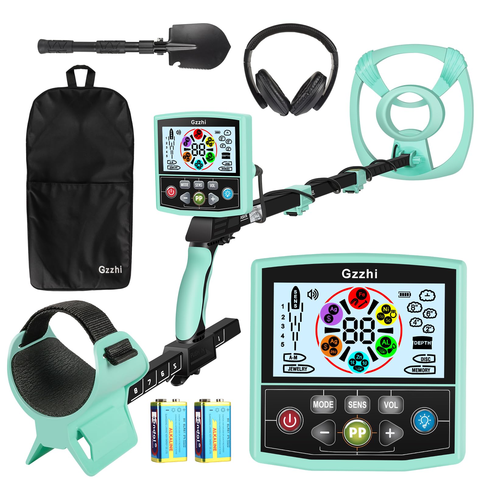 Gzzhi Rilevatore di Metallo Impermeabile con Schermo a Colori
