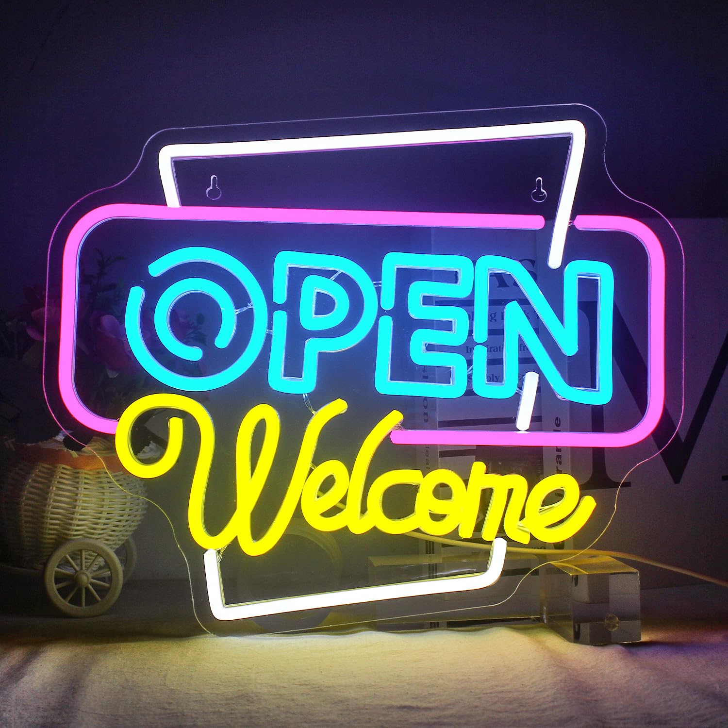 Horseneon Insegna Neon LED 'Welcome Open' USB Dimmerabile