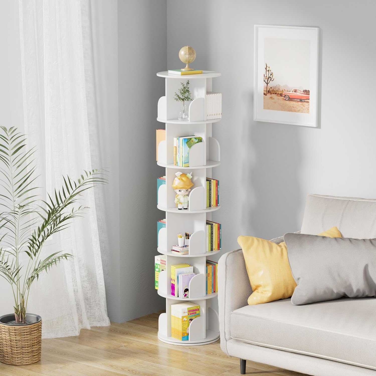 Tonchean Libreria Girevole a 6 Livelli 360°