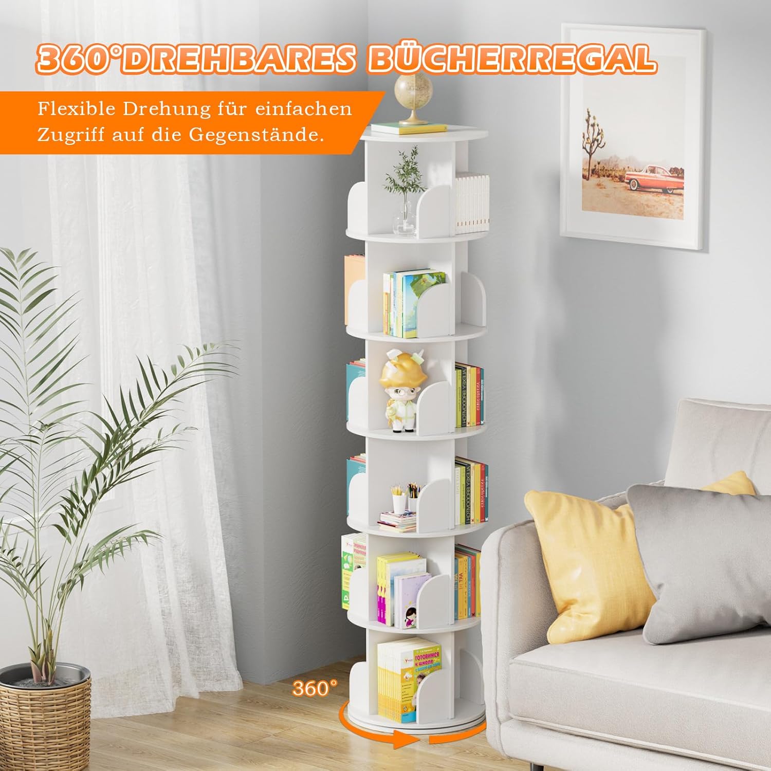 Tonchean Libreria Girevole a 6 Livelli 360° - immagine 4