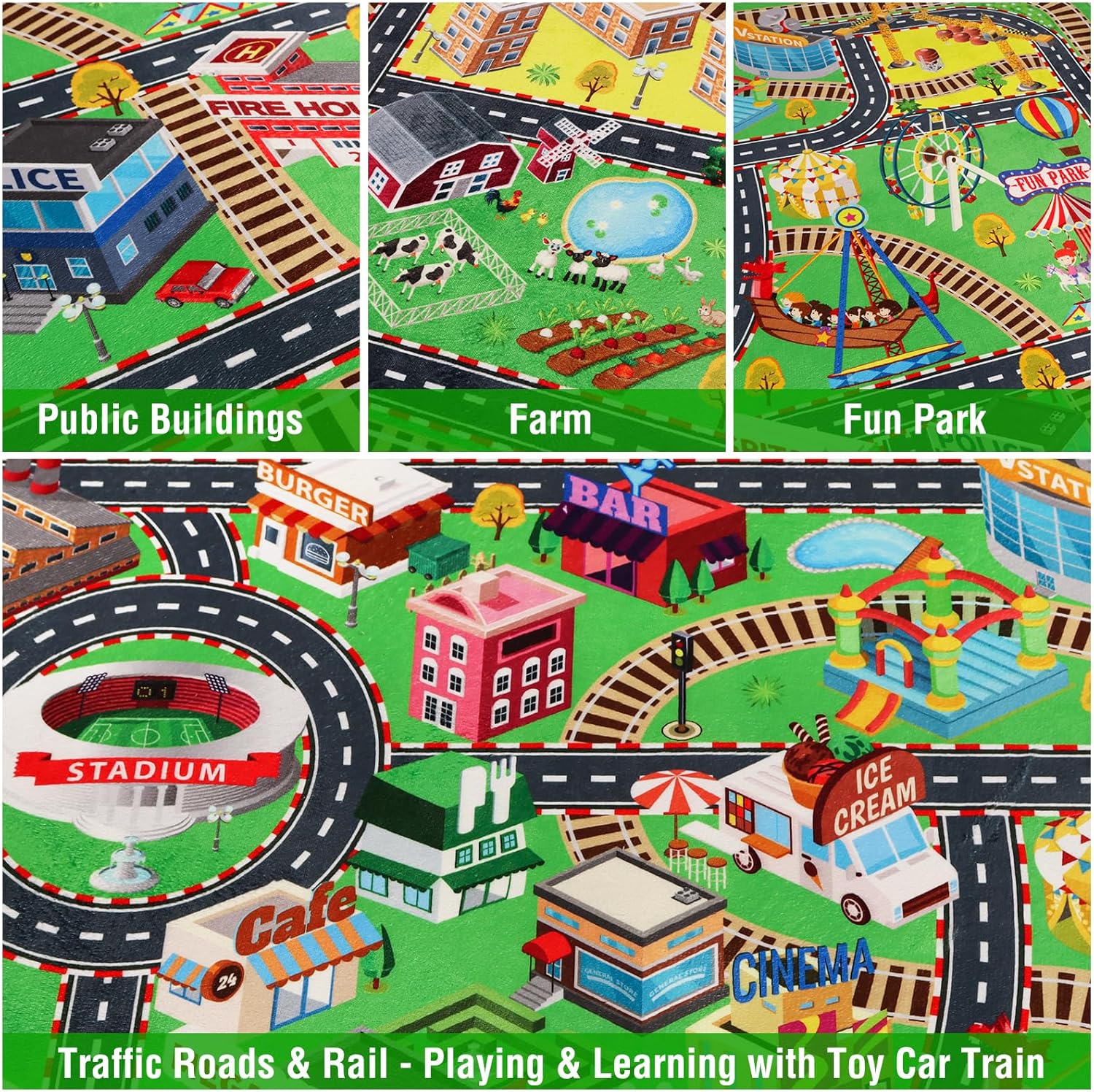 Tappeto da Gioco per Auto Giocattolo 200x150cm - immagine 3