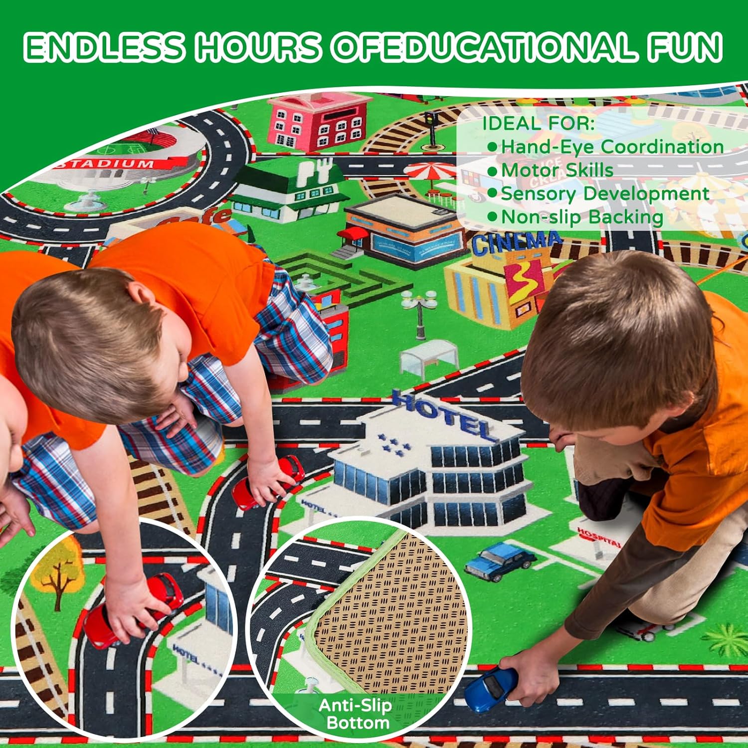 Tappeto da Gioco per Auto Giocattolo 200x150cm - immagine 7