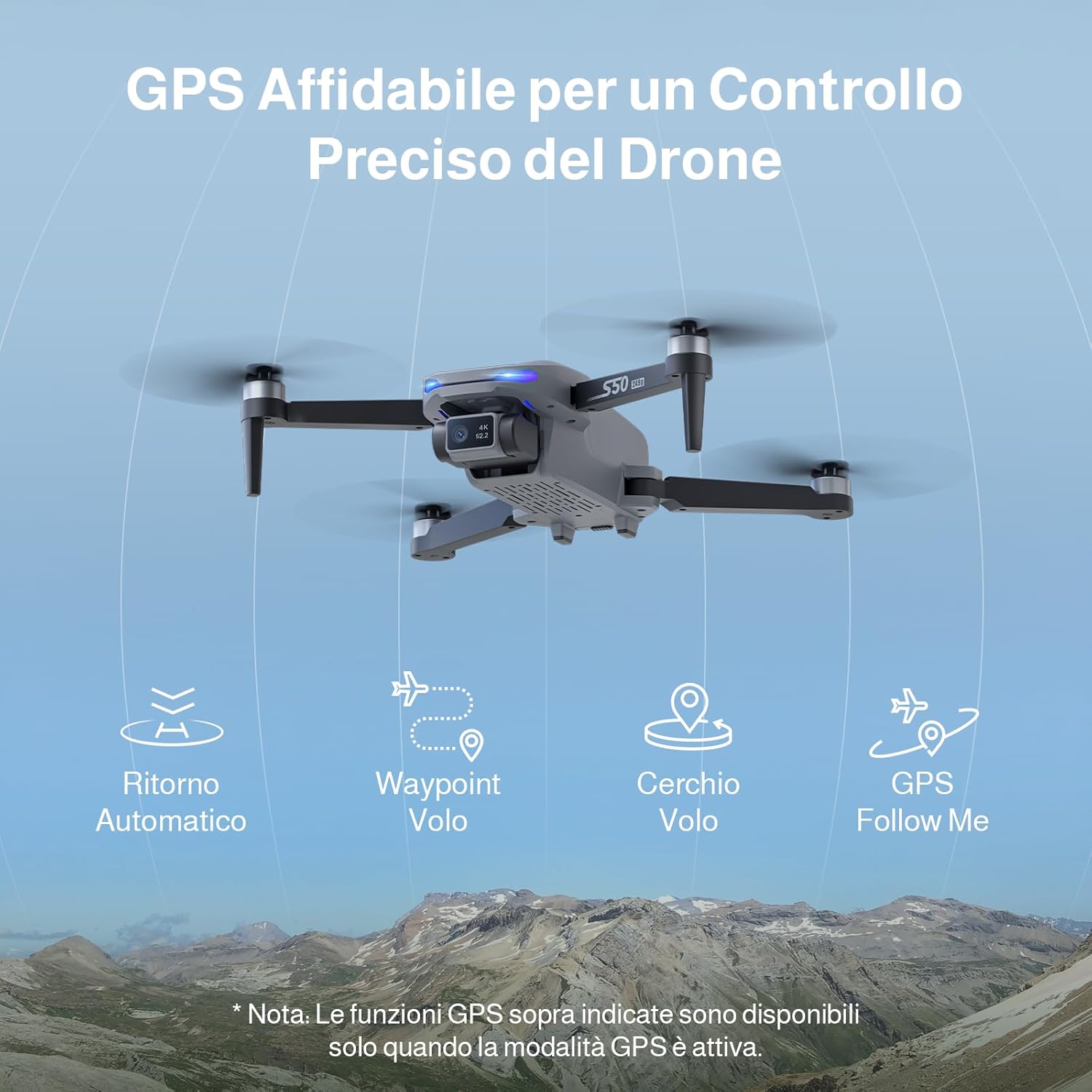 Ameta Drone con Telecamera 4K Professionale e GPS - immagine 3