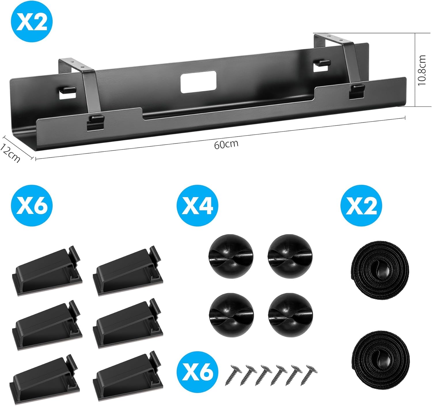 Mimoke Set 2 Cavi di Gestione, 120cm, Acciaio, Nero - immagine 2
