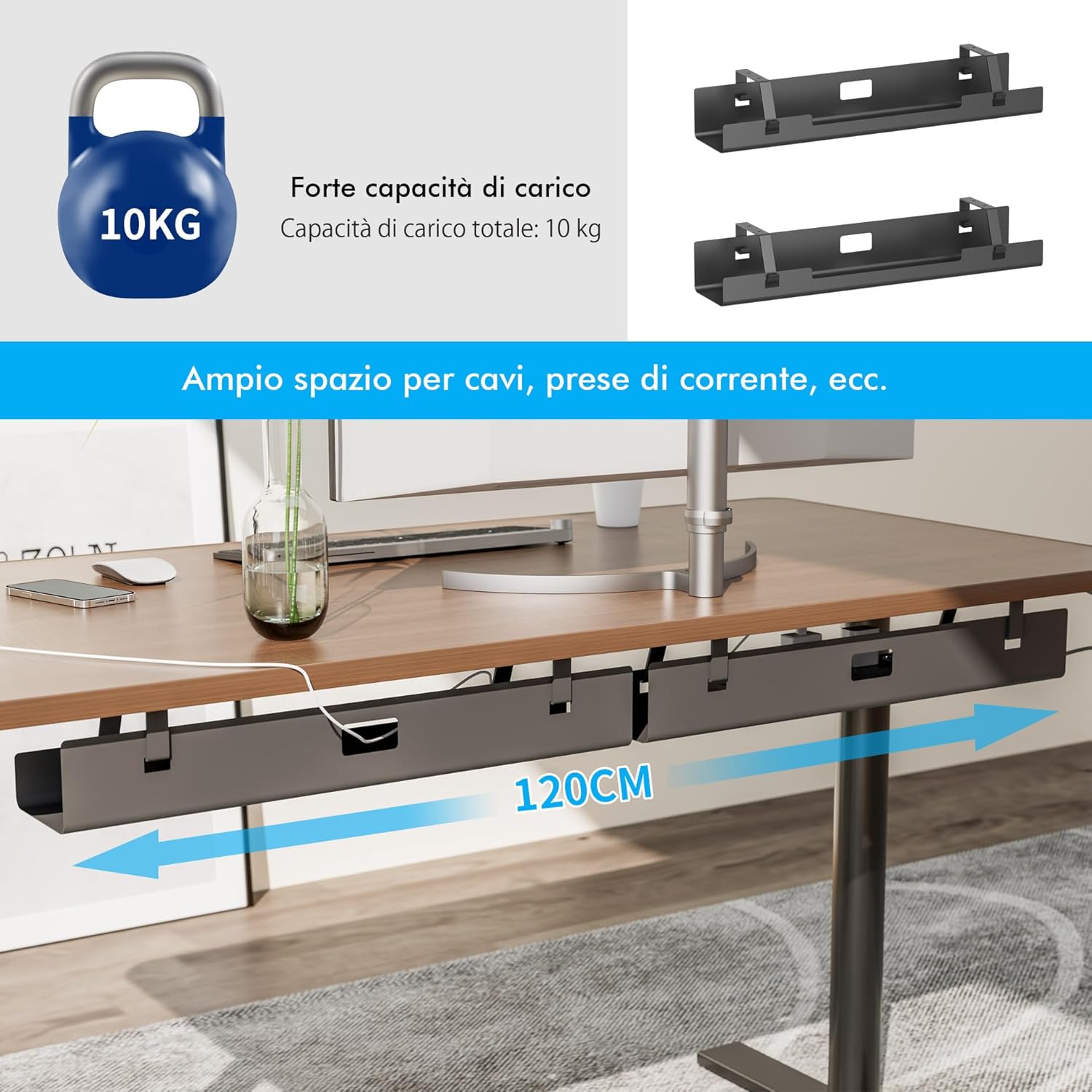 Mimoke Set 2 Cavi di Gestione, 120cm, Acciaio, Nero - immagine 3