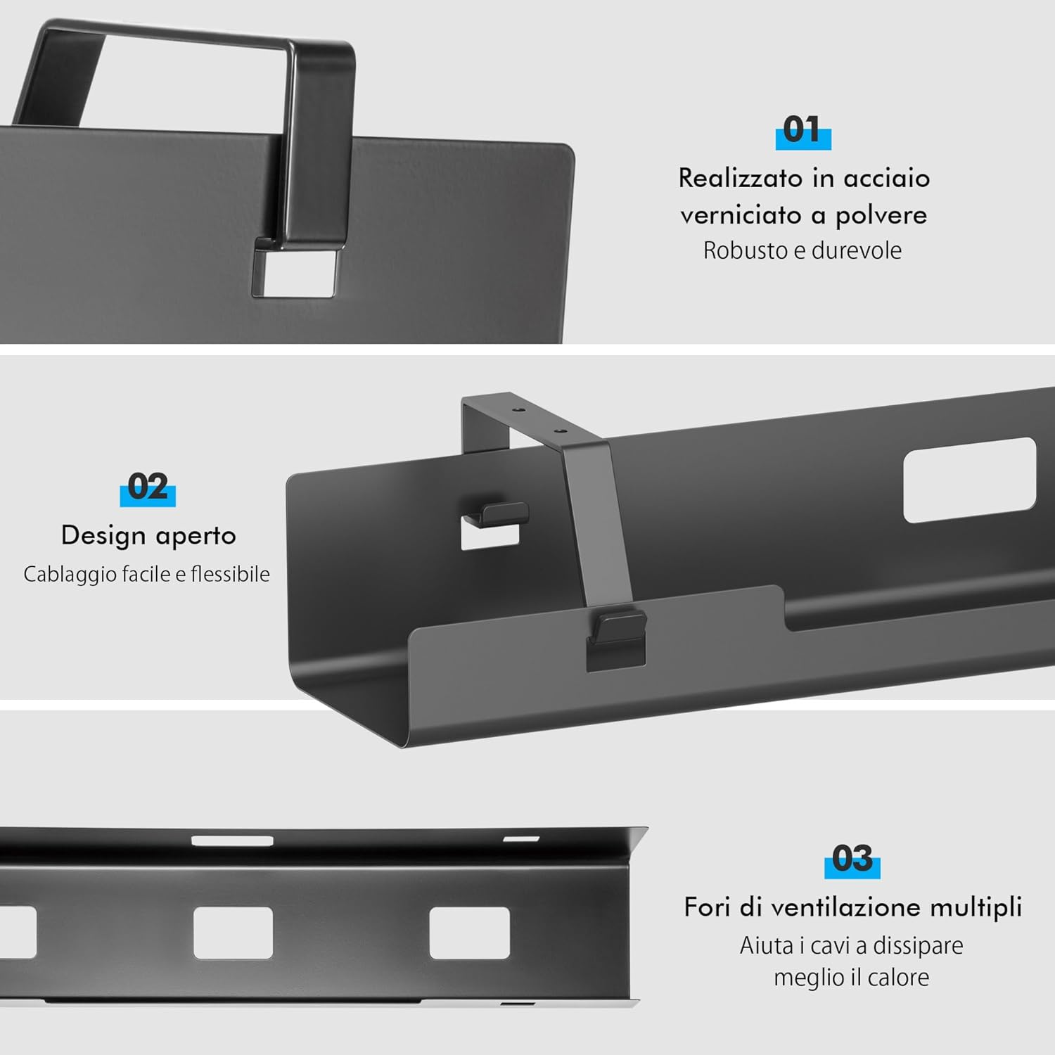 Mimoke Set 2 Cavi di Gestione, 120cm, Acciaio, Nero - immagine 4