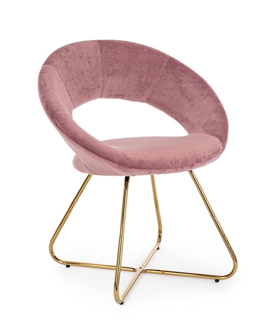 KONTE.DESIGN Poltroncina VANITY ORO Velluto Rosa