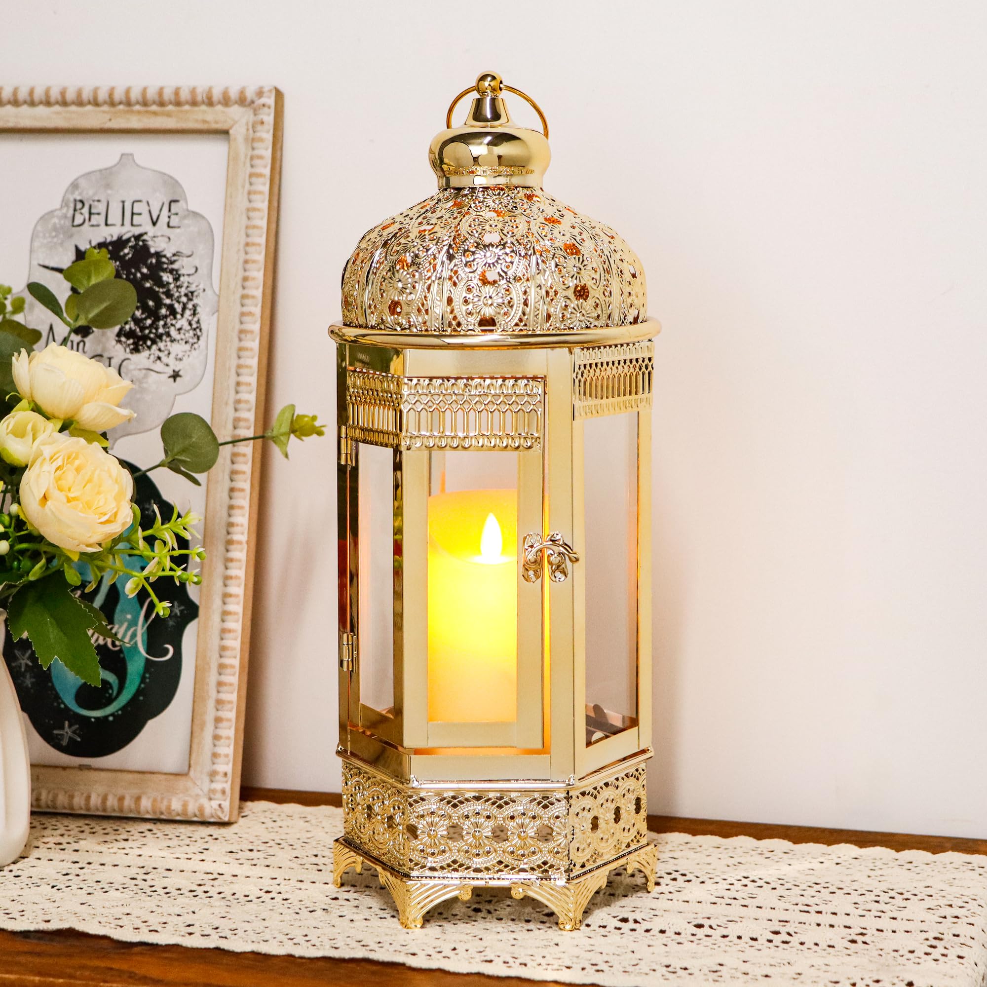 Trirocks Lanterna Decorativa in Metallo Portacandele