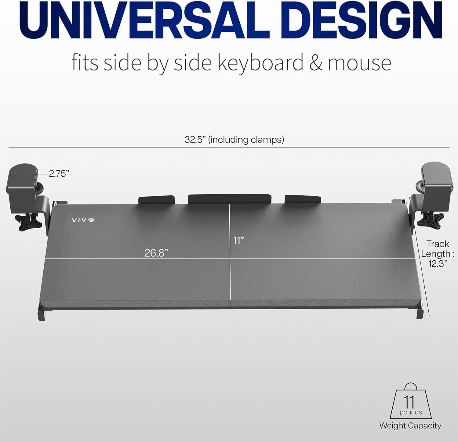 VIVO Large Keyboard Tray Under Desk Pull Out, Black - immagine 3