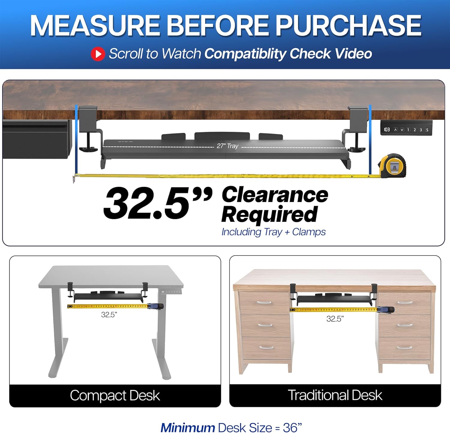 VIVO Large Keyboard Tray Under Desk Pull Out, Black - immagine 5