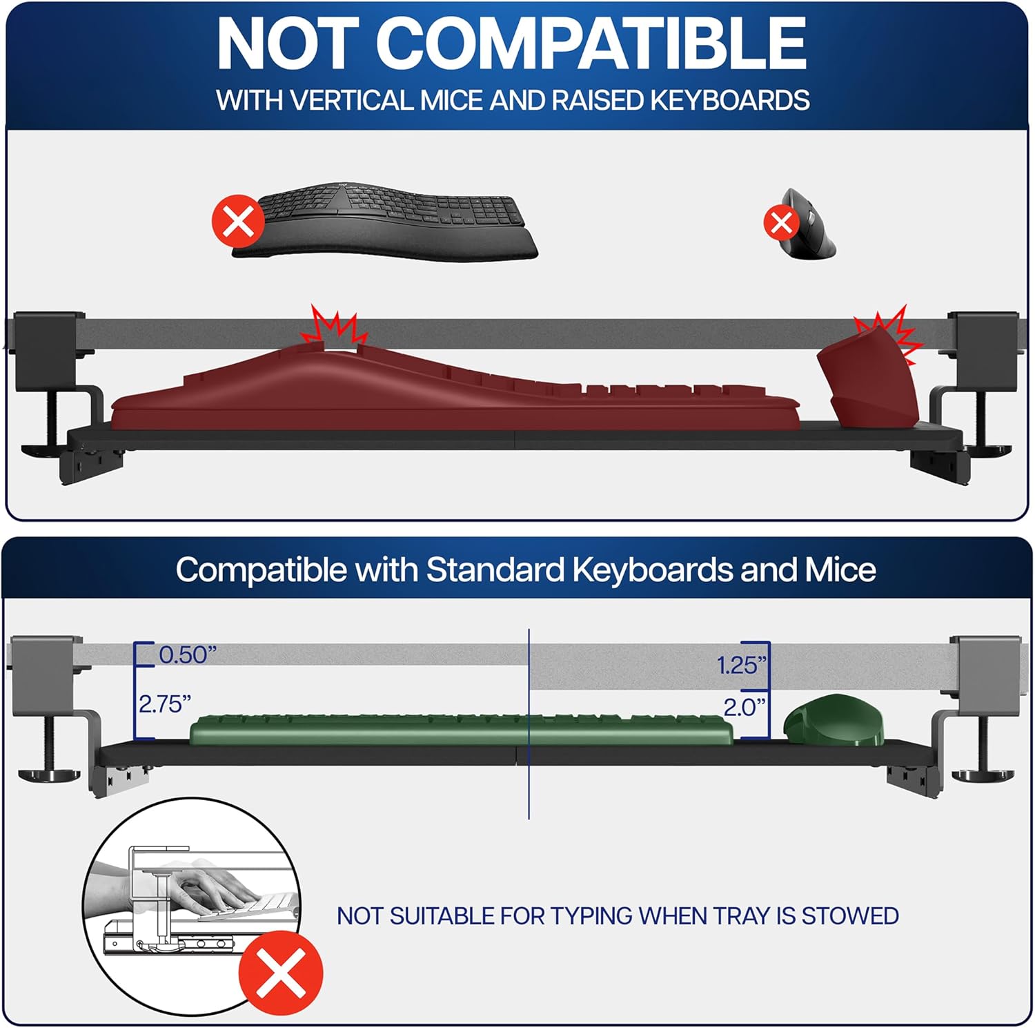 VIVO Large Keyboard Tray Under Desk Pull Out, Black - immagine 6