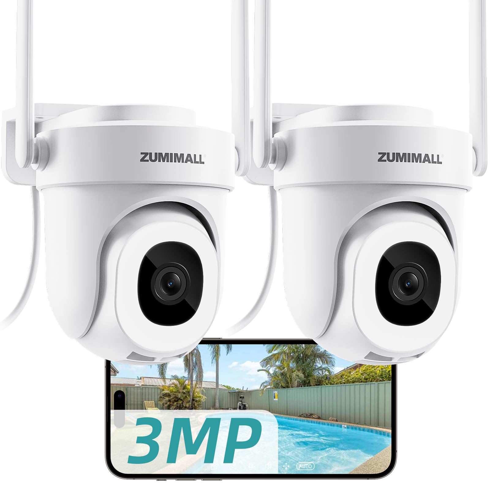Zumimall Telecamera Sorveglianza Esterna PTZ 5G/2.4GHz (2 PCS)