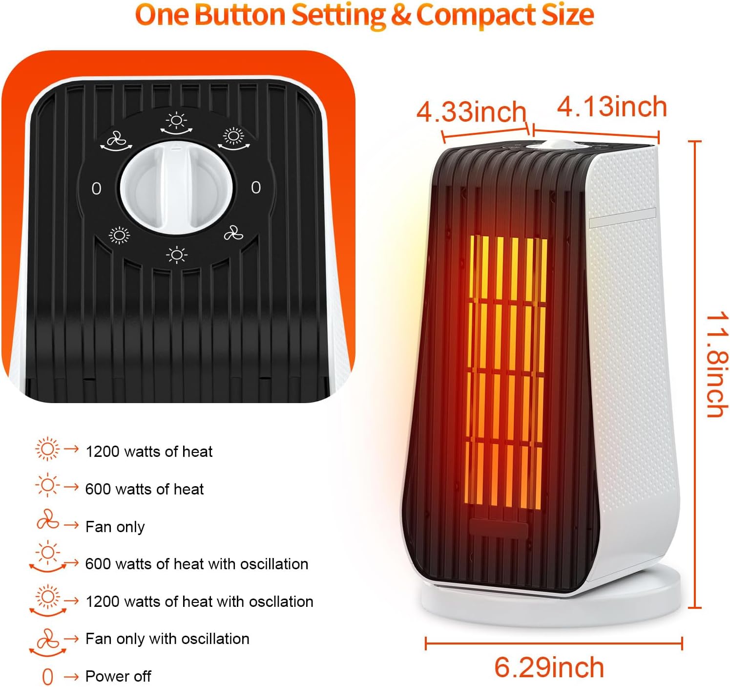 Ninonly Stufetta Elettrica Bagno 1200W - immagine 6