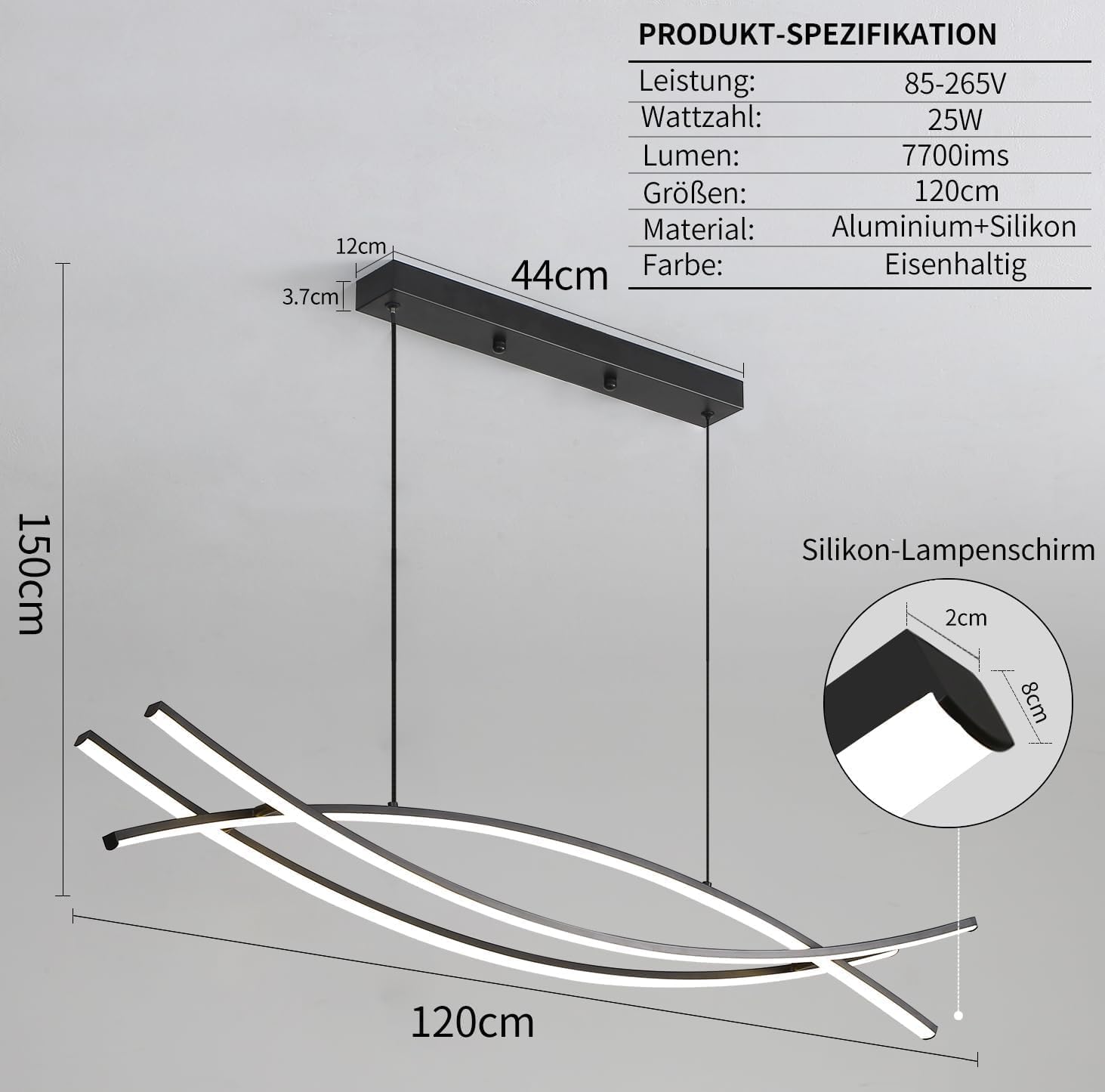 Mikeru Lampada a Sospensione LED Regolabile 120cm - immagine 2