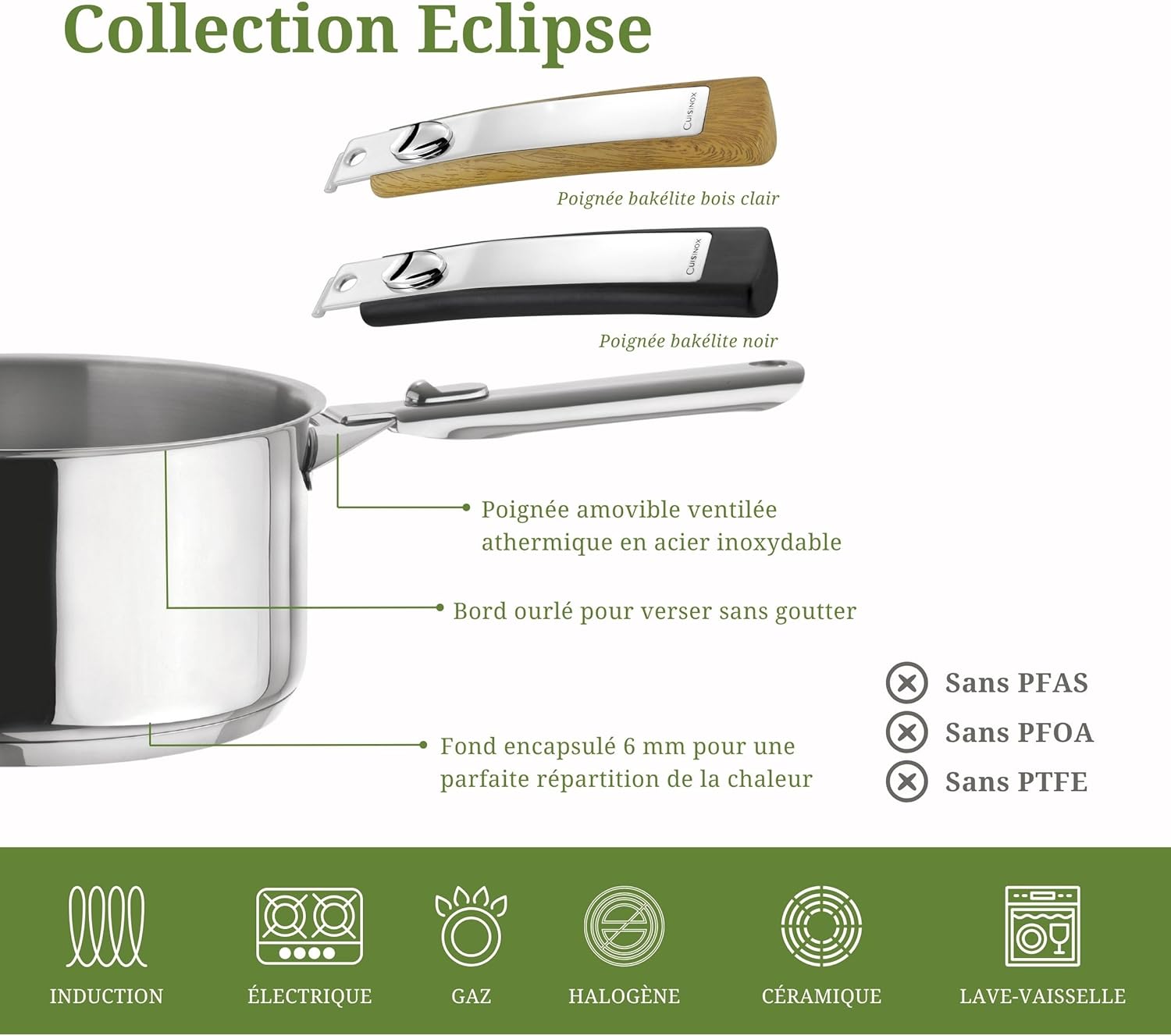 Cuisinox Eclipse - Set Cottura e Posate con Manico Removibile - immagine 2