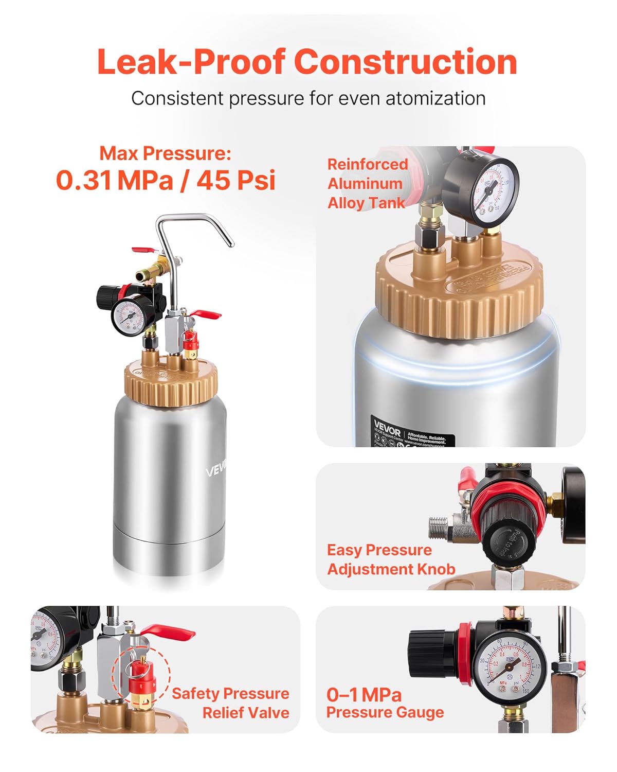 Vevor Serbatoio Spruzzatore di Vernice 2 L Pneumatico - immagine 5