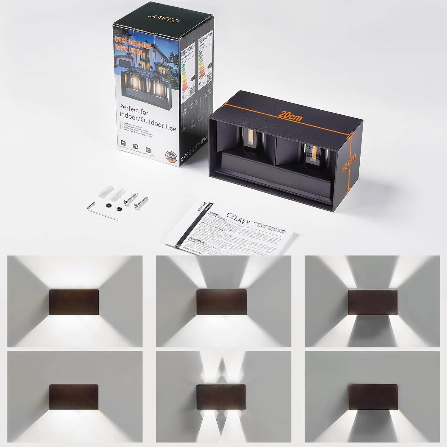 Celavy Lampada Parete LED Interni Esterni Antracite - immagine 3