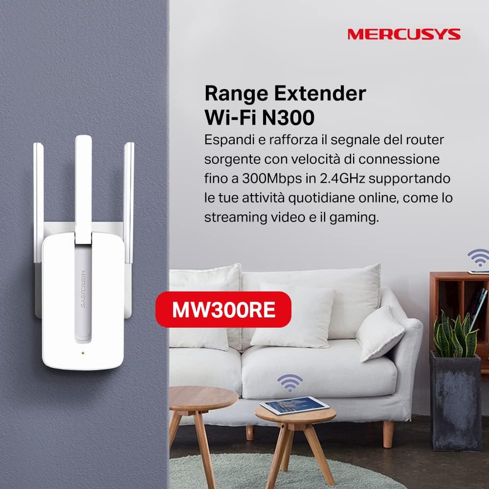 Mercusys TP-Link MW300RE Ripetitore Wireless Wifi 300 Mbps - immagine 2