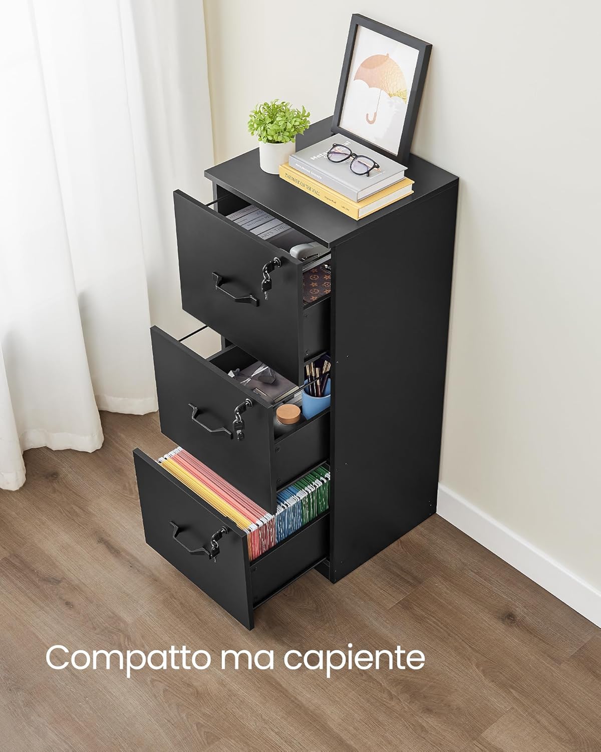 Vasagle Cassettiera da Ufficio con 3 Cassetti - immagine 4