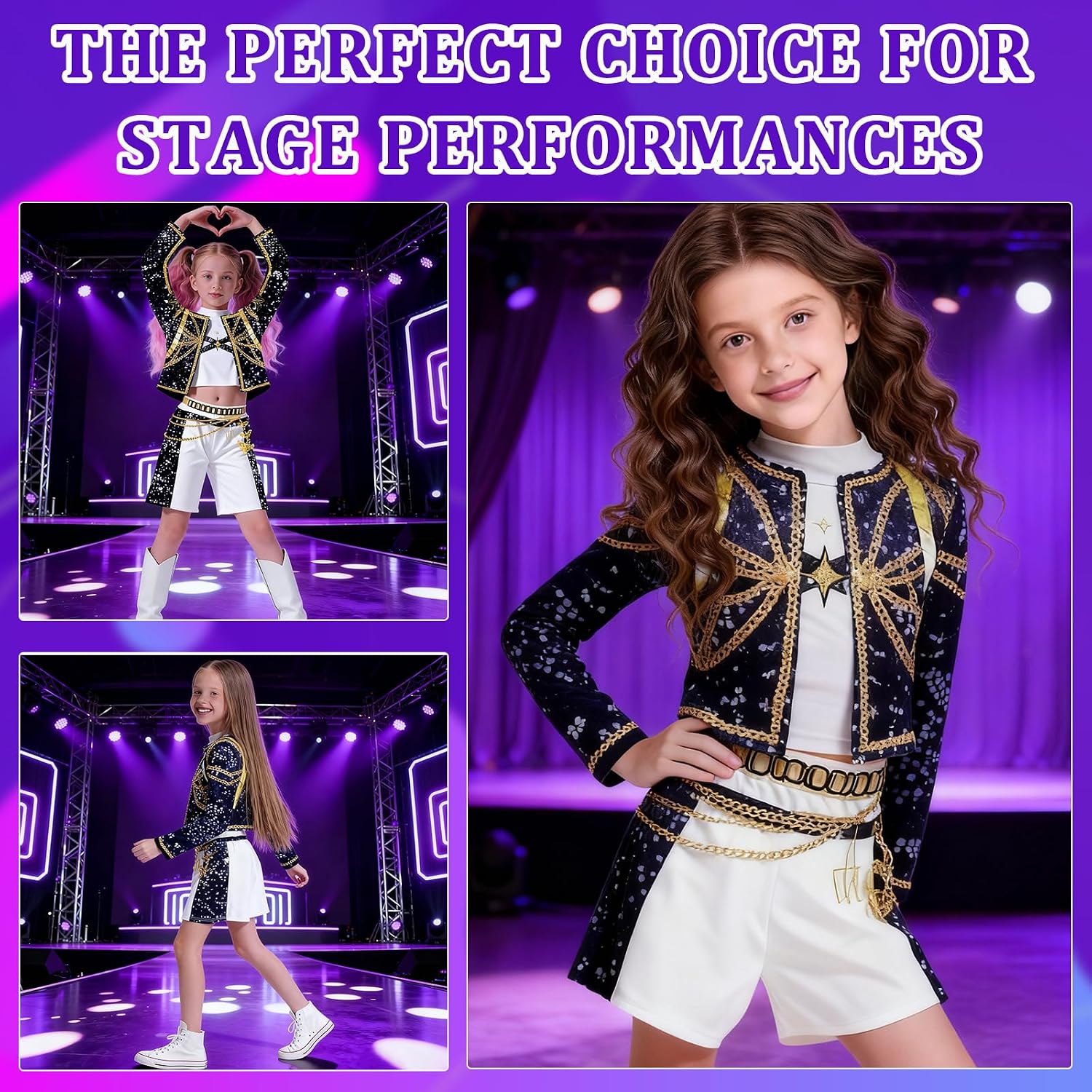 JIASHA Costume cosplay uniforme, 3pcs Kp0p Costume Bambina Set, Animes ...