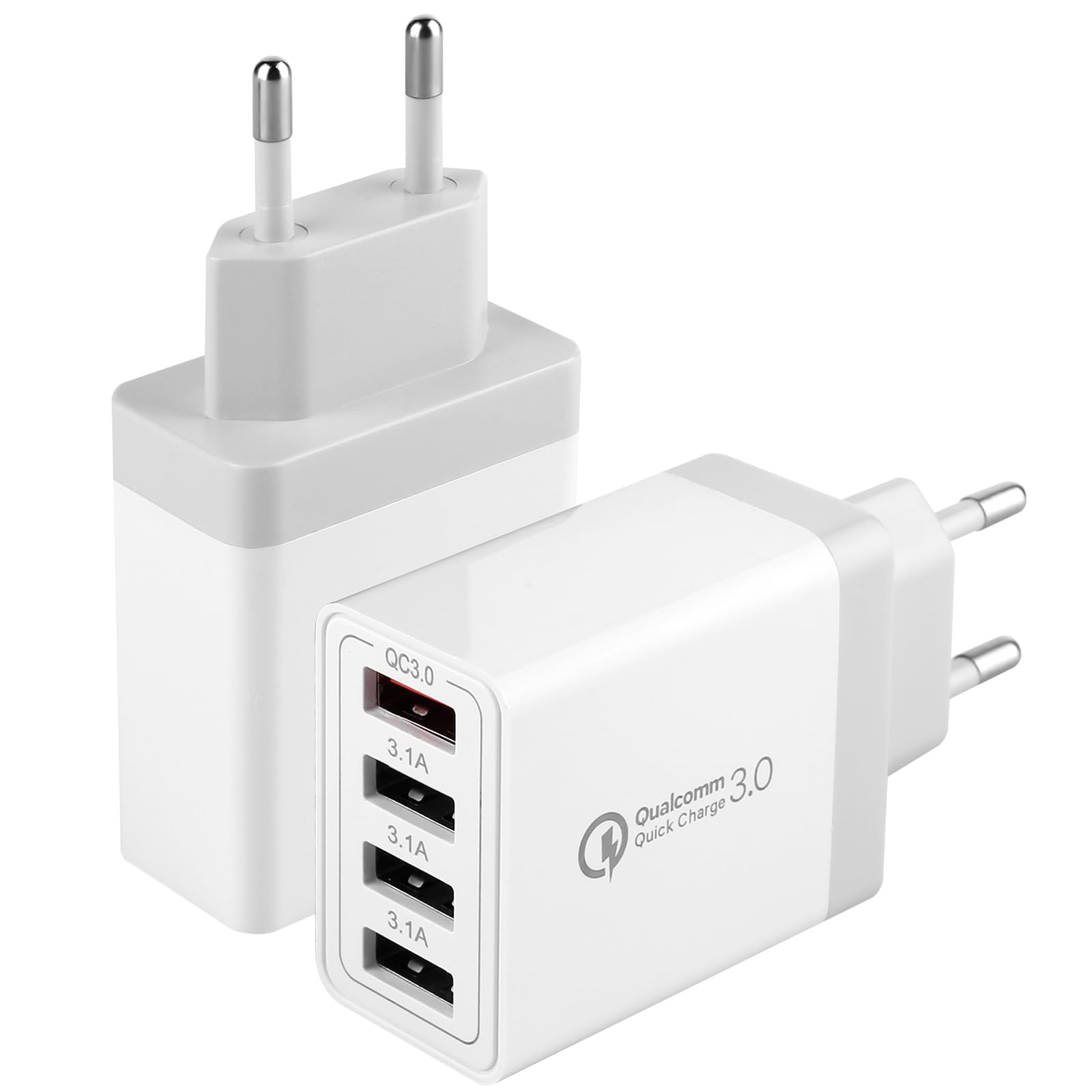 2 Pezzi Caricatore USB 33W 4 Porte con QC 3.0