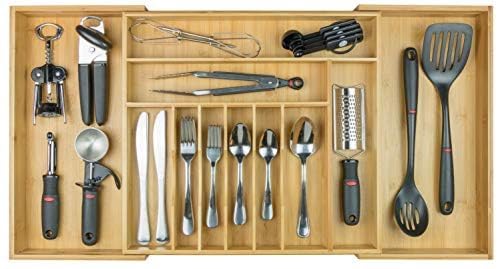 Kitchenedge Premium - Organizer Posate e Utensili Bambù