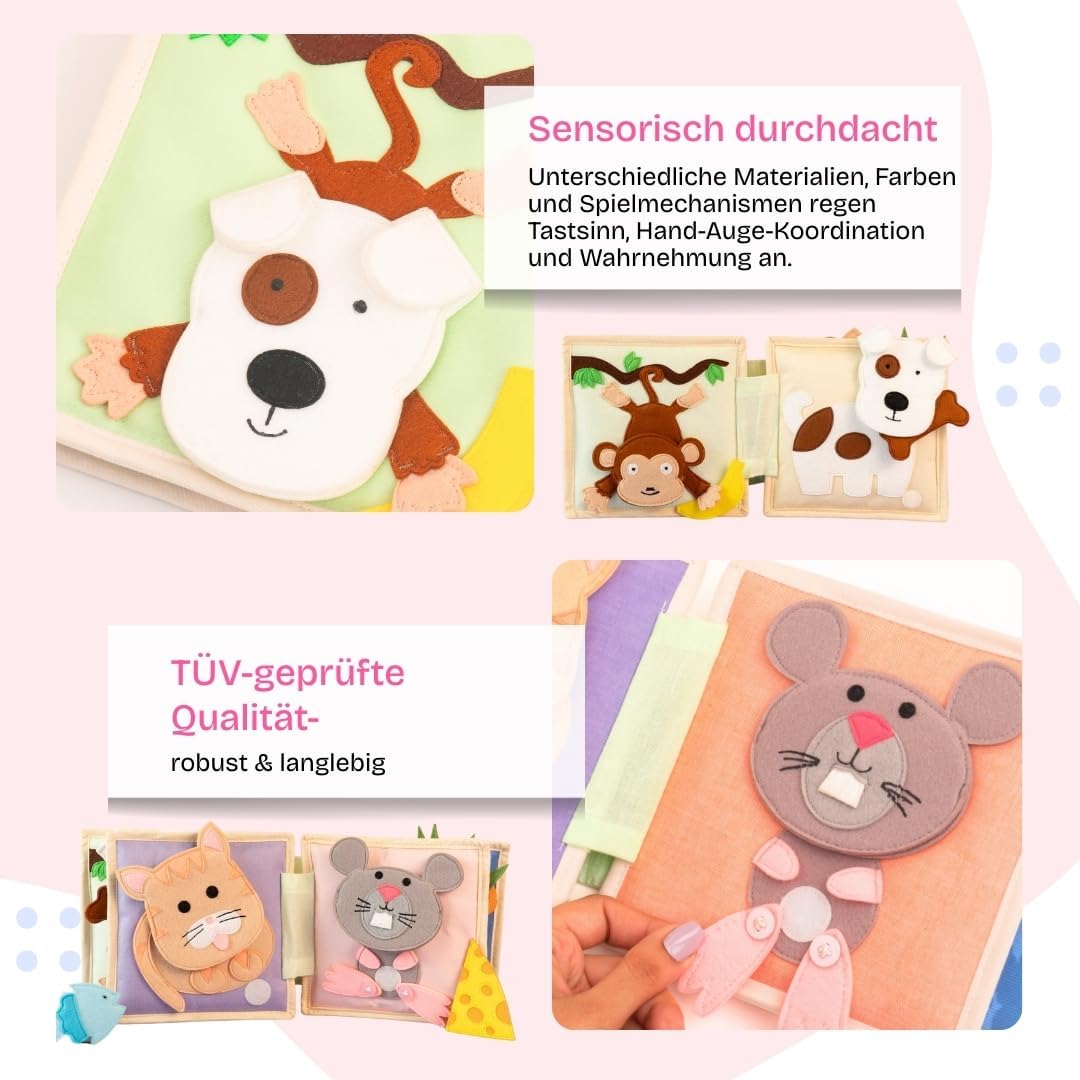 Jolly Designs Tierfreunde - 6 Seiten Mini Quiet Book - immagine 5