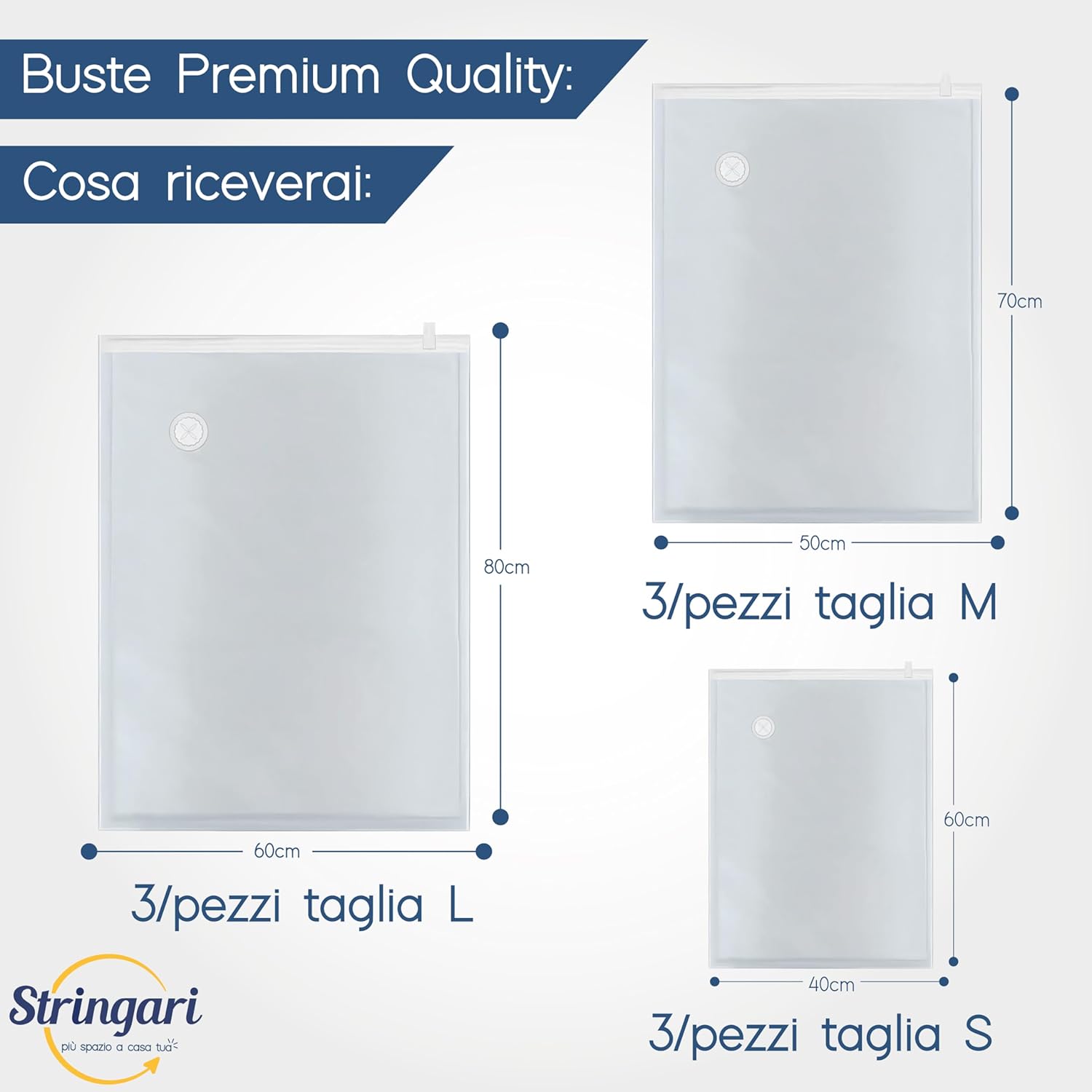 Stringari 9 Sacchetti Sottovuoto Vestiti per Piumoni - immagine 3
