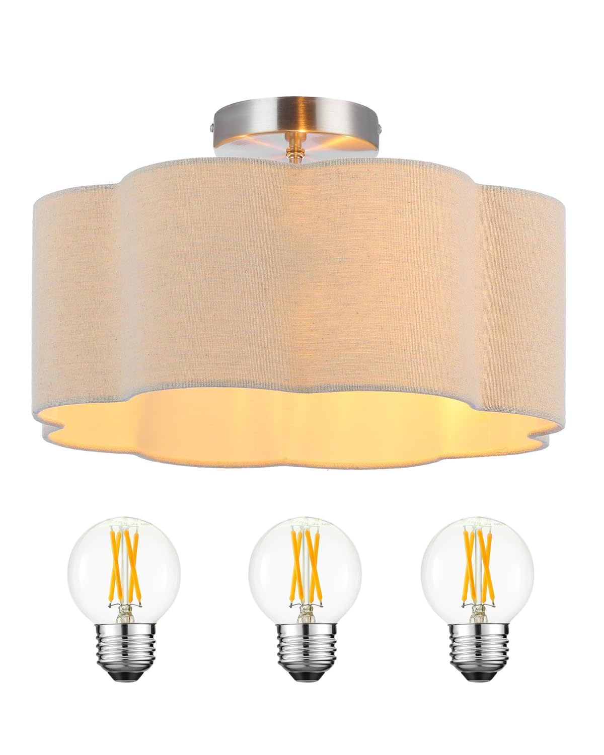 Newrays Lampadario 3 Luci con Paralume in Tessuto