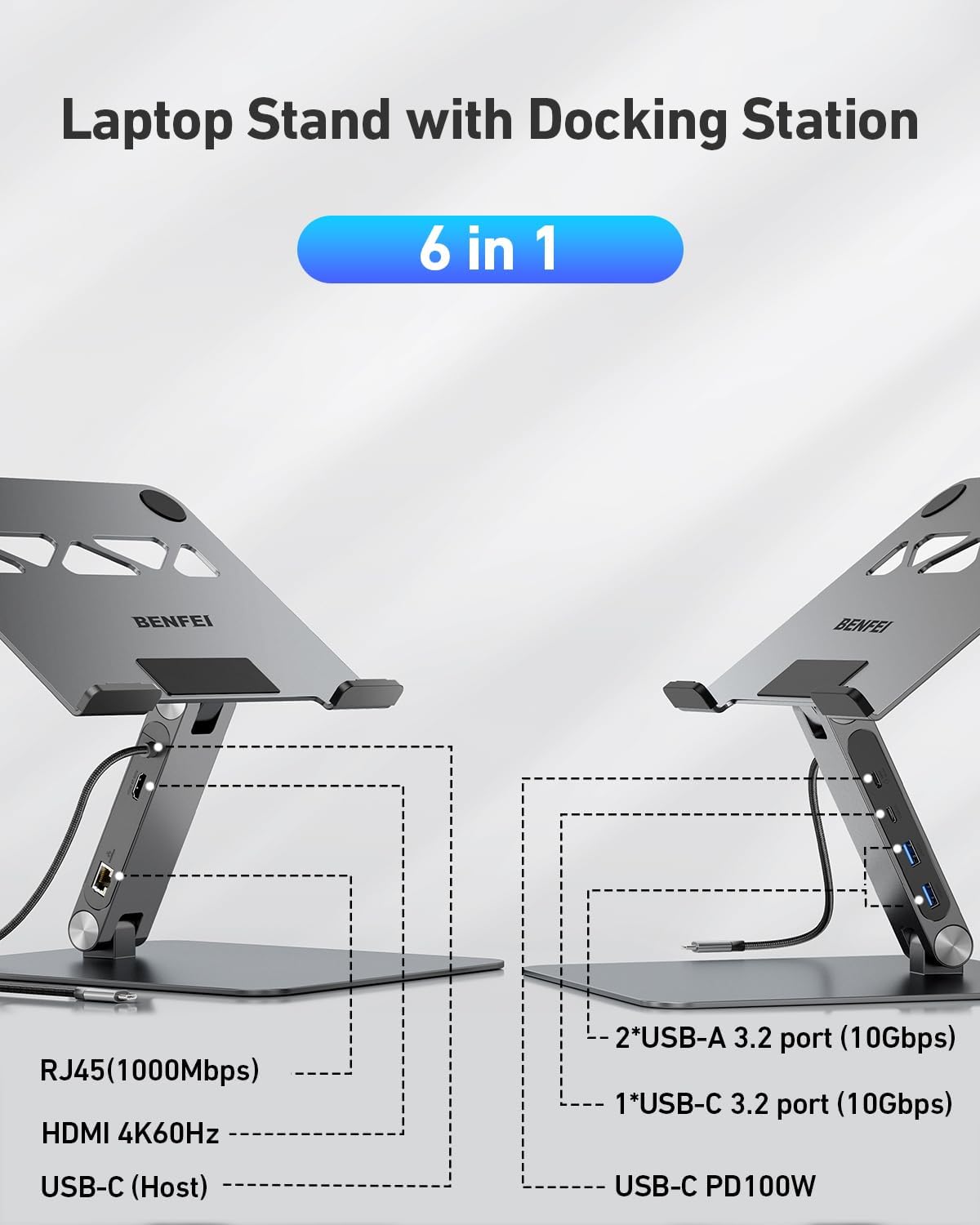 Benfei Docking Station USB-C 6in1 per Laptop - immagine 2