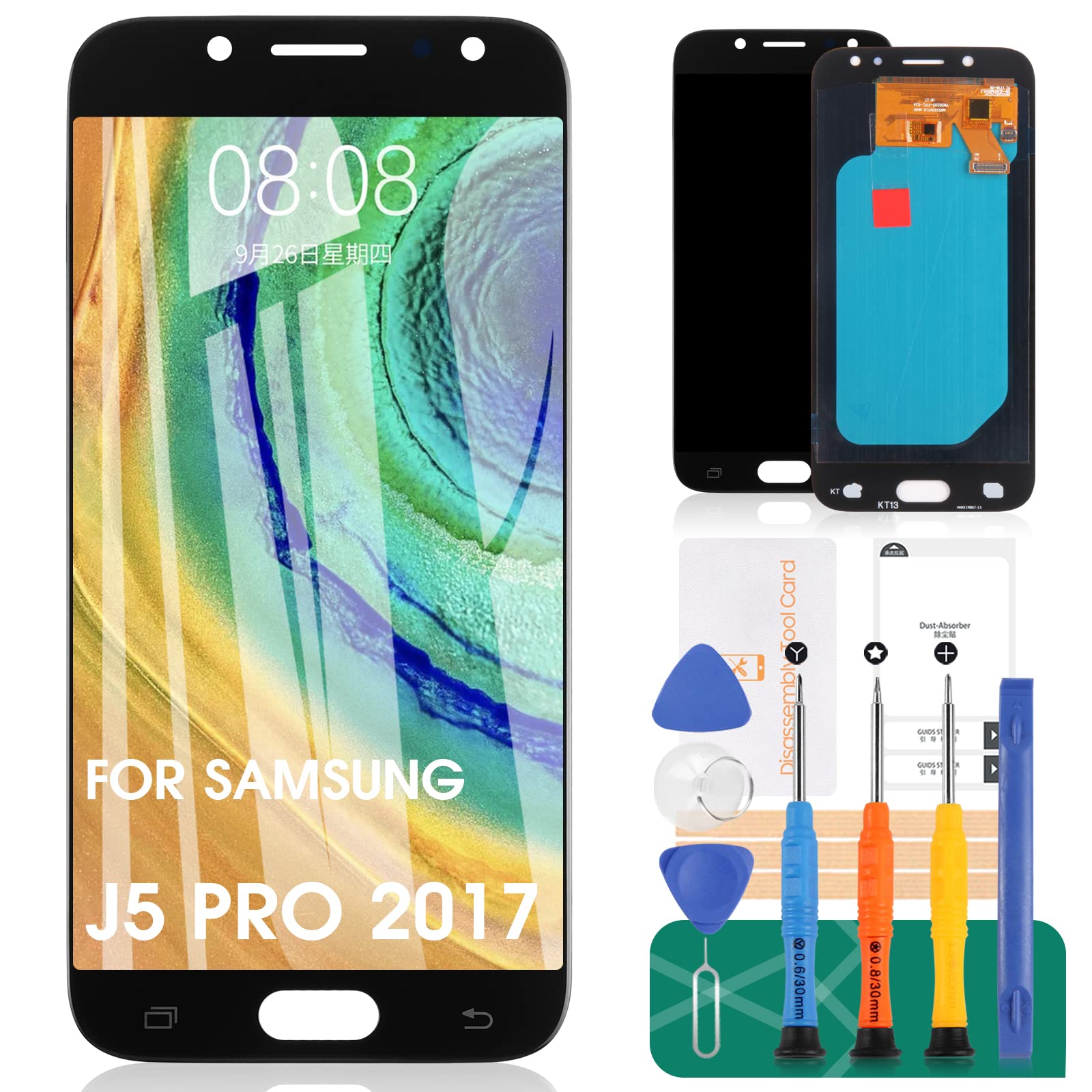 SRJTEK Schermo Sostitutivo J5 PRO LCD AMOLED, Nero