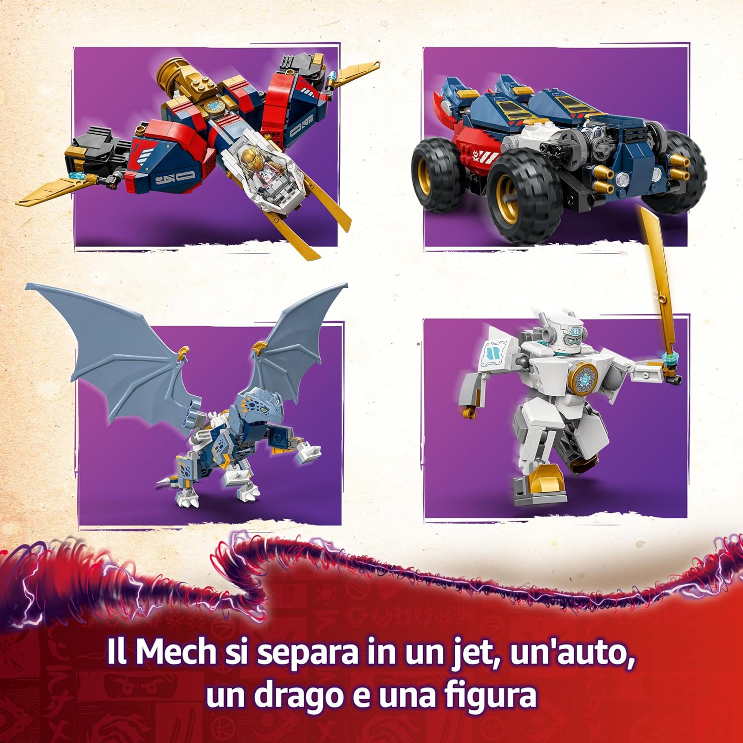 LEGO NINJAGO Mech Ultra Combinatore di Zane 4 in 1 - immagine 3