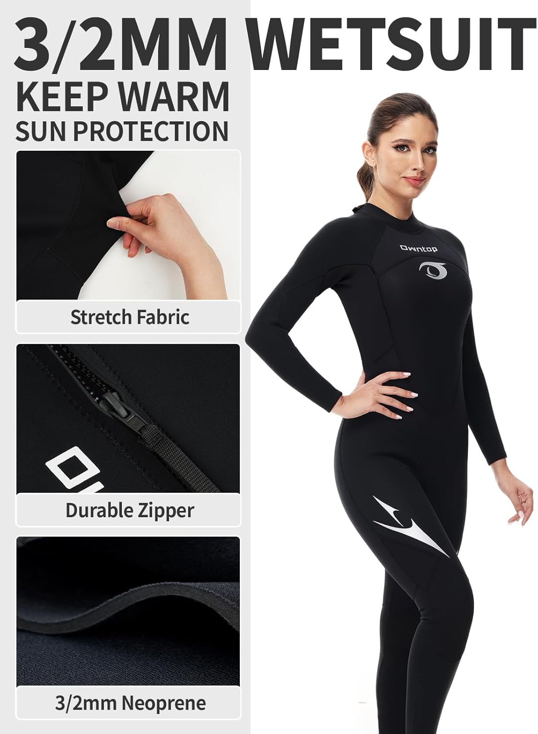 Owntop Muta Donna 3/2mm Intera, Nera S - immagine 3