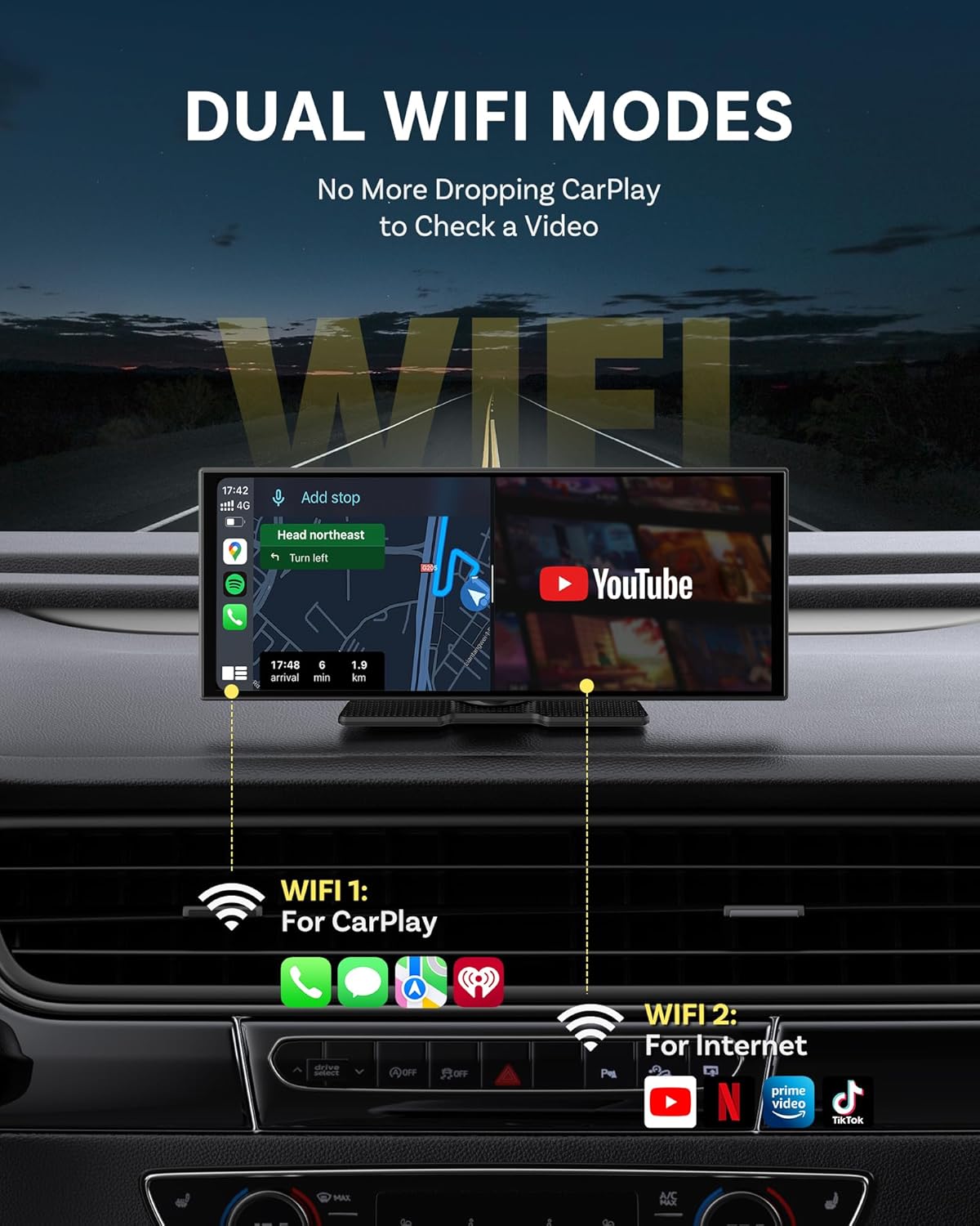 Ottocast Ottoscreen AI - Display Wireless CarPlay 11.4" - immagine 3