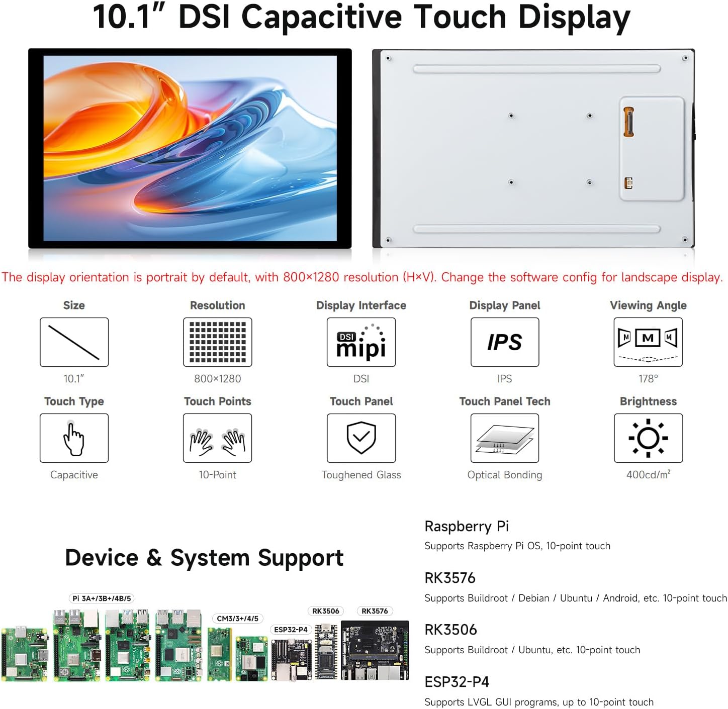 LUCKFOX 10.1" DSI Touch Screen Capacitivo IPS - immagine 3
