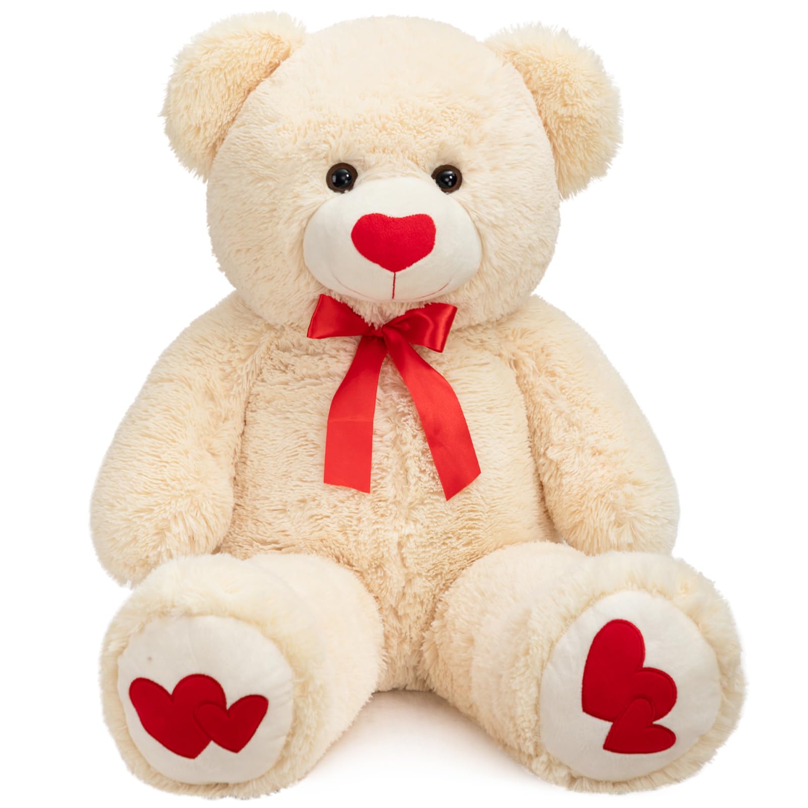 BEJOY Orsacchiotto di Peluche Grande 91cm con Cuore Rosso, Beige